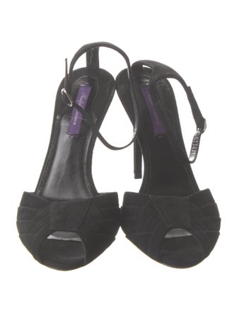 Ralph Lauren Collection Suede Crystal Embellishments Slingback Sandals