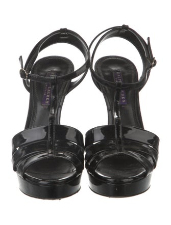 Ralph Lauren Purple Label Patent Leather T-Strap Sandals