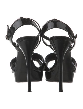 Ralph Lauren Purple Label Patent Leather T-Strap Sandals