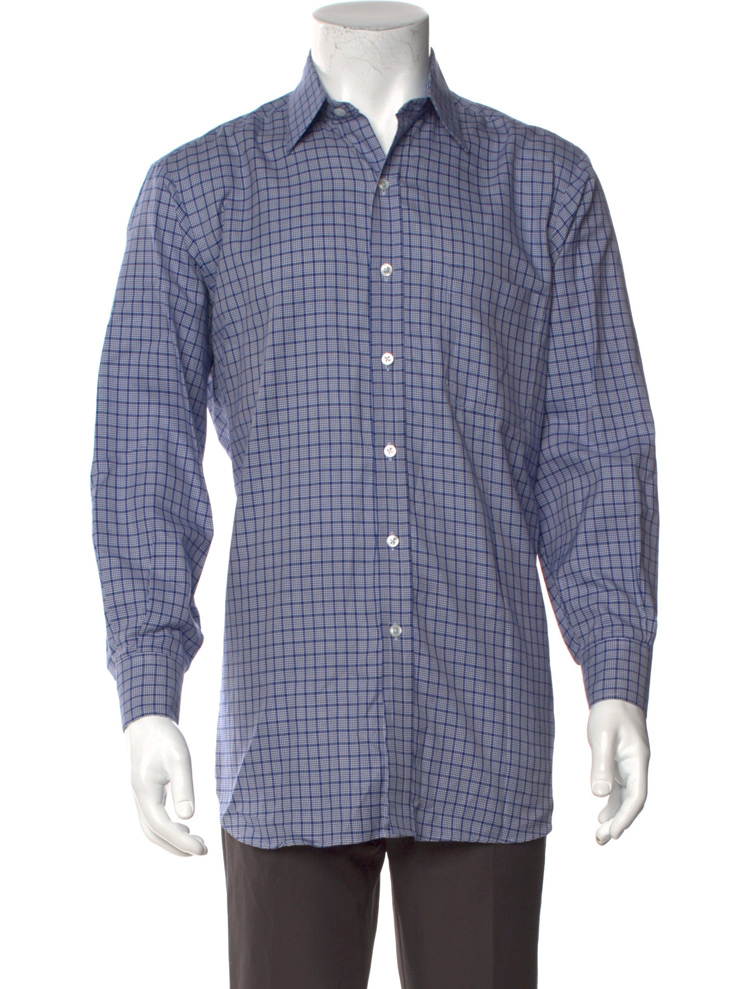 Ralph Lauren Purple Label Plaid Print Long Sleeve Dress Shirt