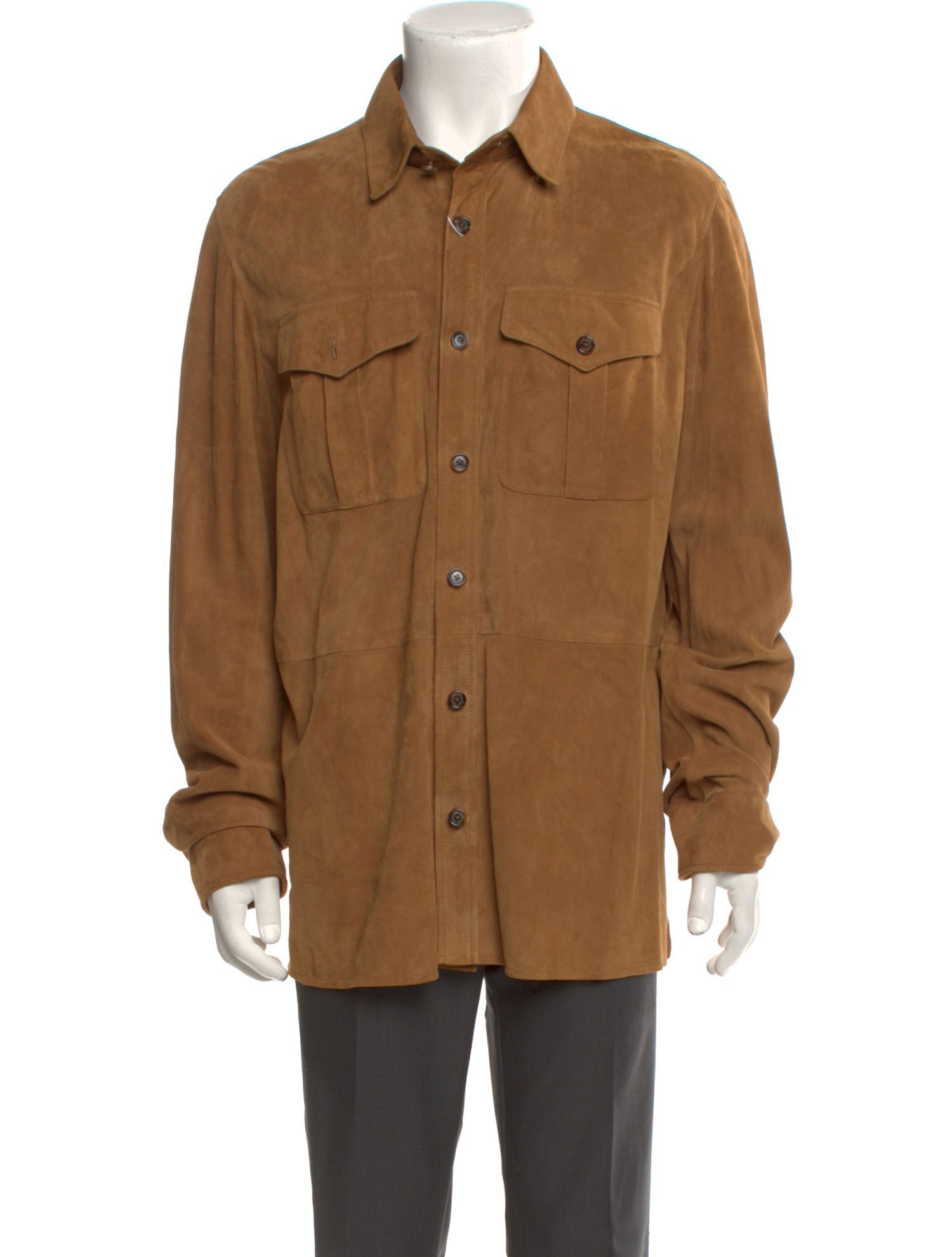 Ralph Lauren Purple Label Suede Long Sleeve Shirt w/ Tags