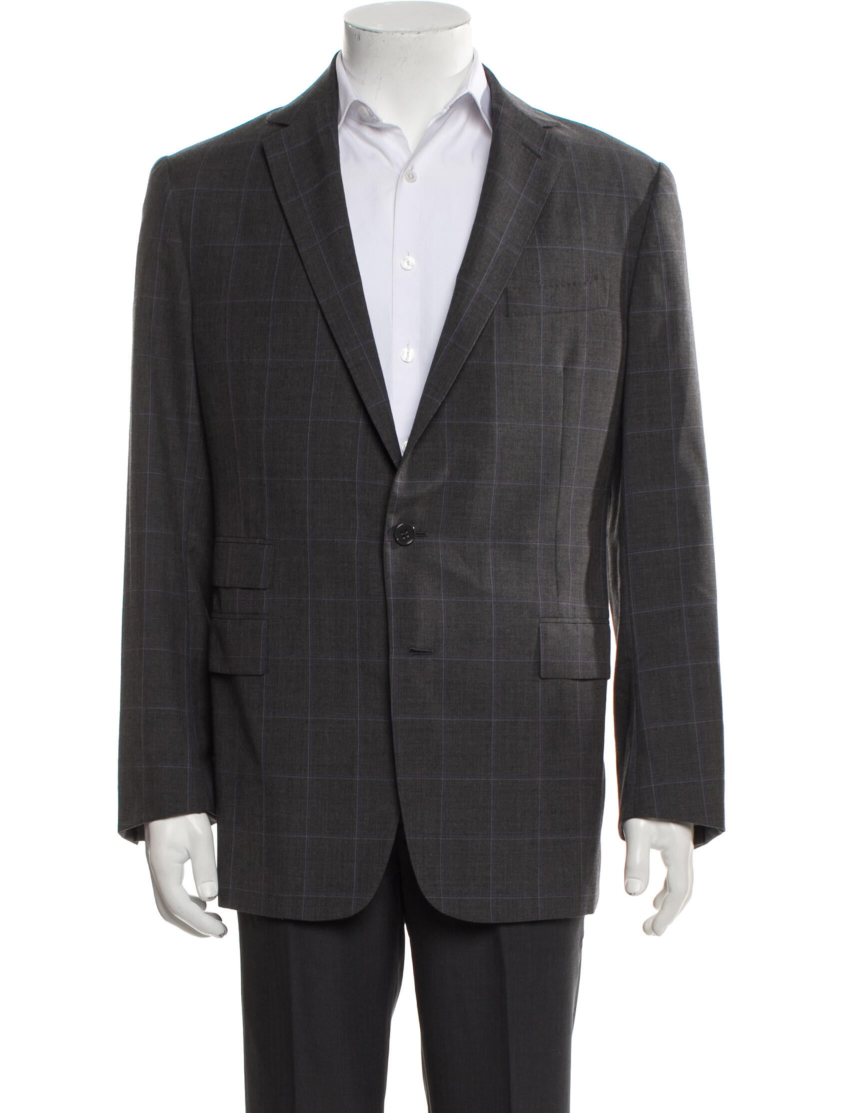 Ralph Lauren Purple Label Wool Plaid Print Overcoat