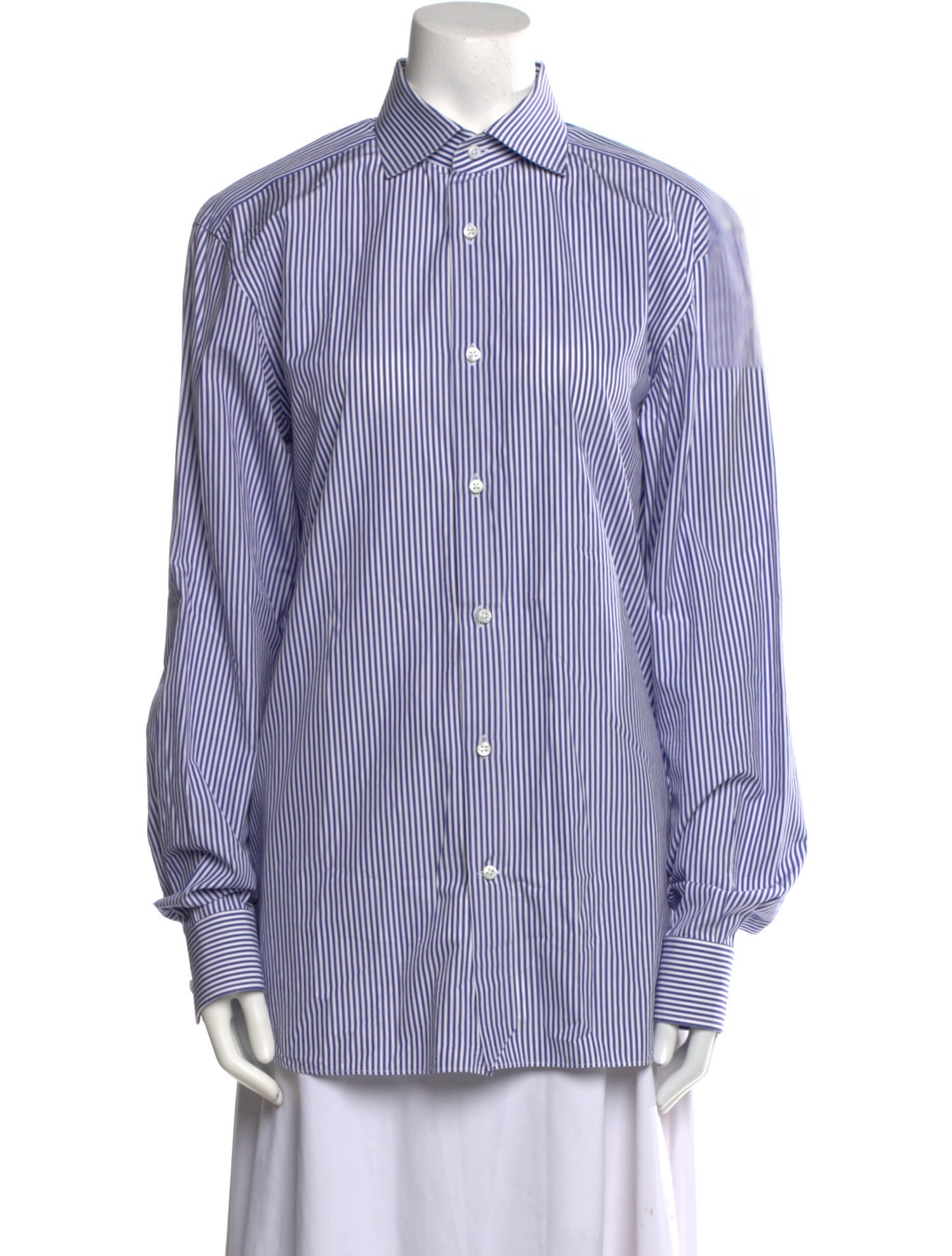 Ralph Lauren Purple Label Striped Long Sleeve Button-Up Top