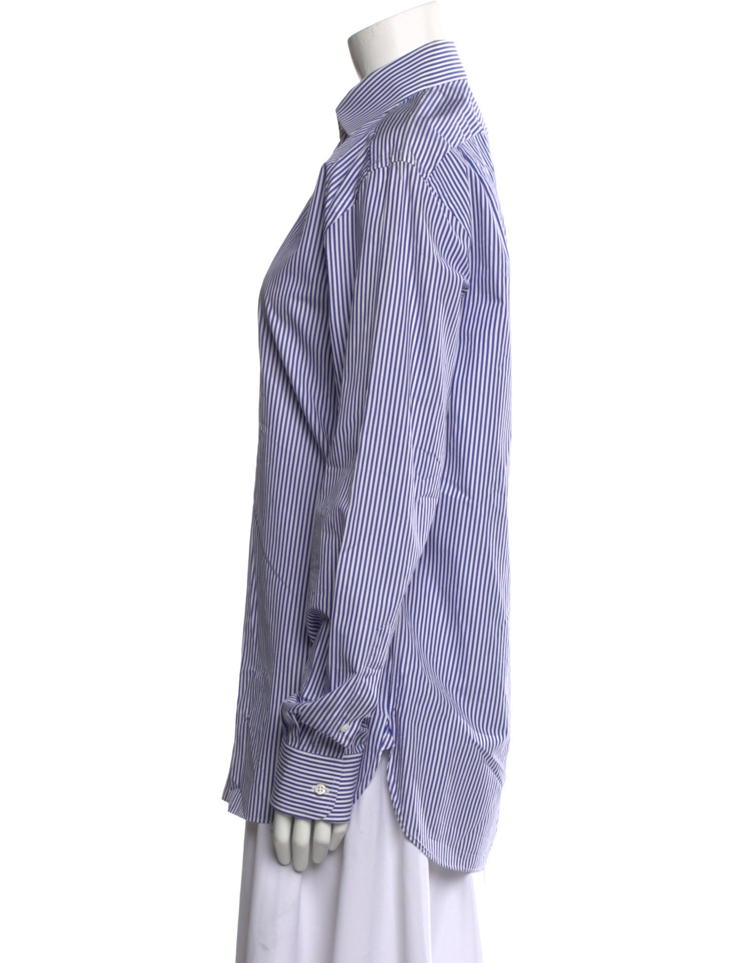 Ralph Lauren Purple Label Striped Long Sleeve Button-Up Top