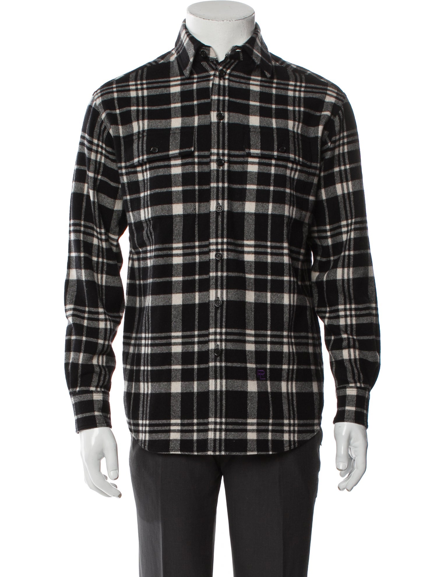 Ralph Lauren Purple Label Wool Plaid Print Shirt