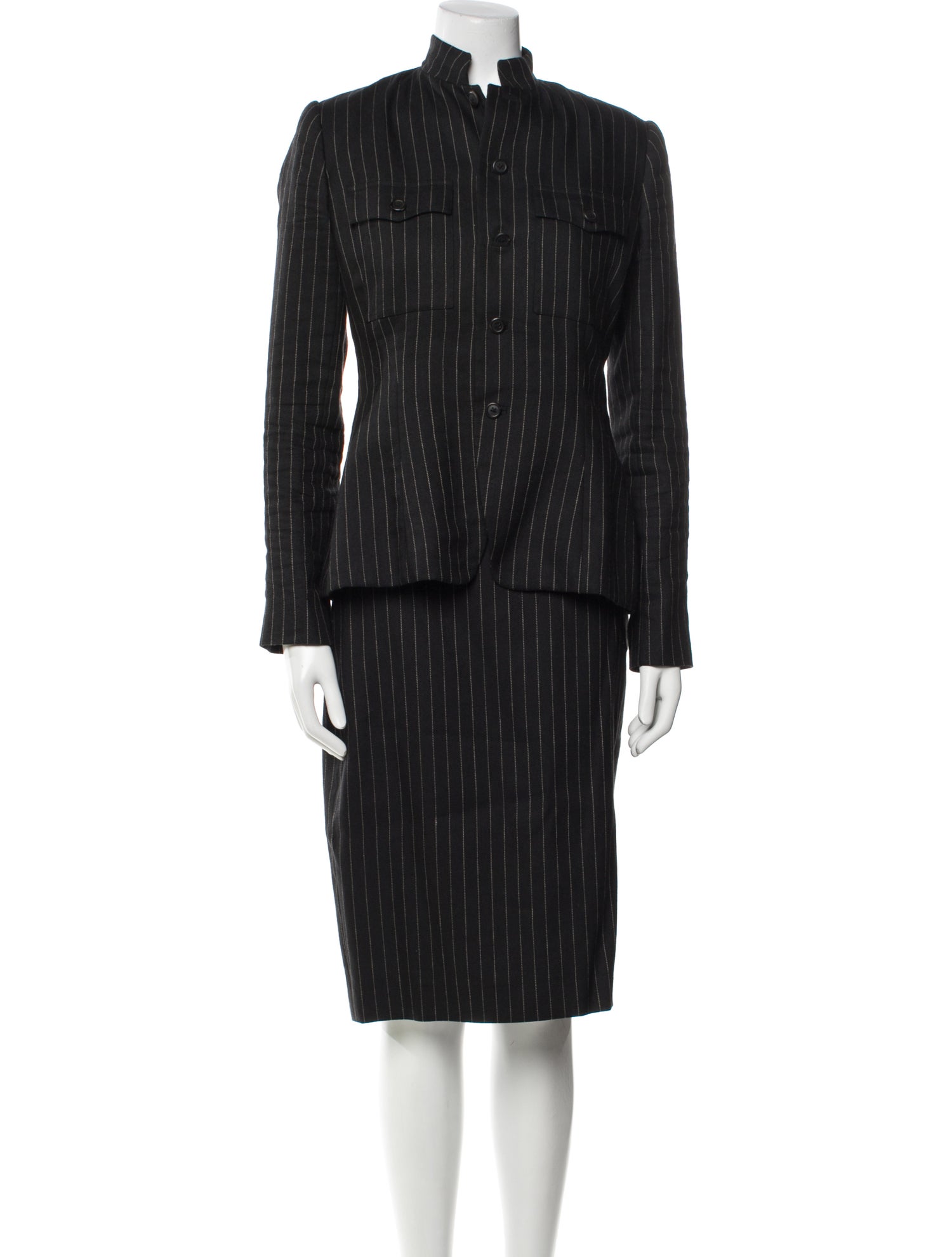 Ralph Lauren Collection Linen Striped Skirt Suit