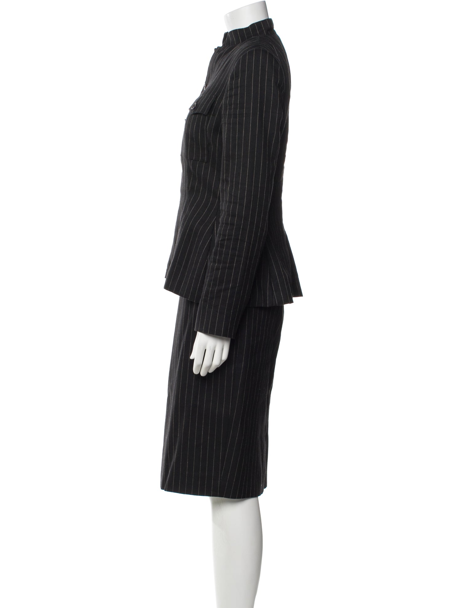 Ralph Lauren Collection Linen Striped Skirt Suit