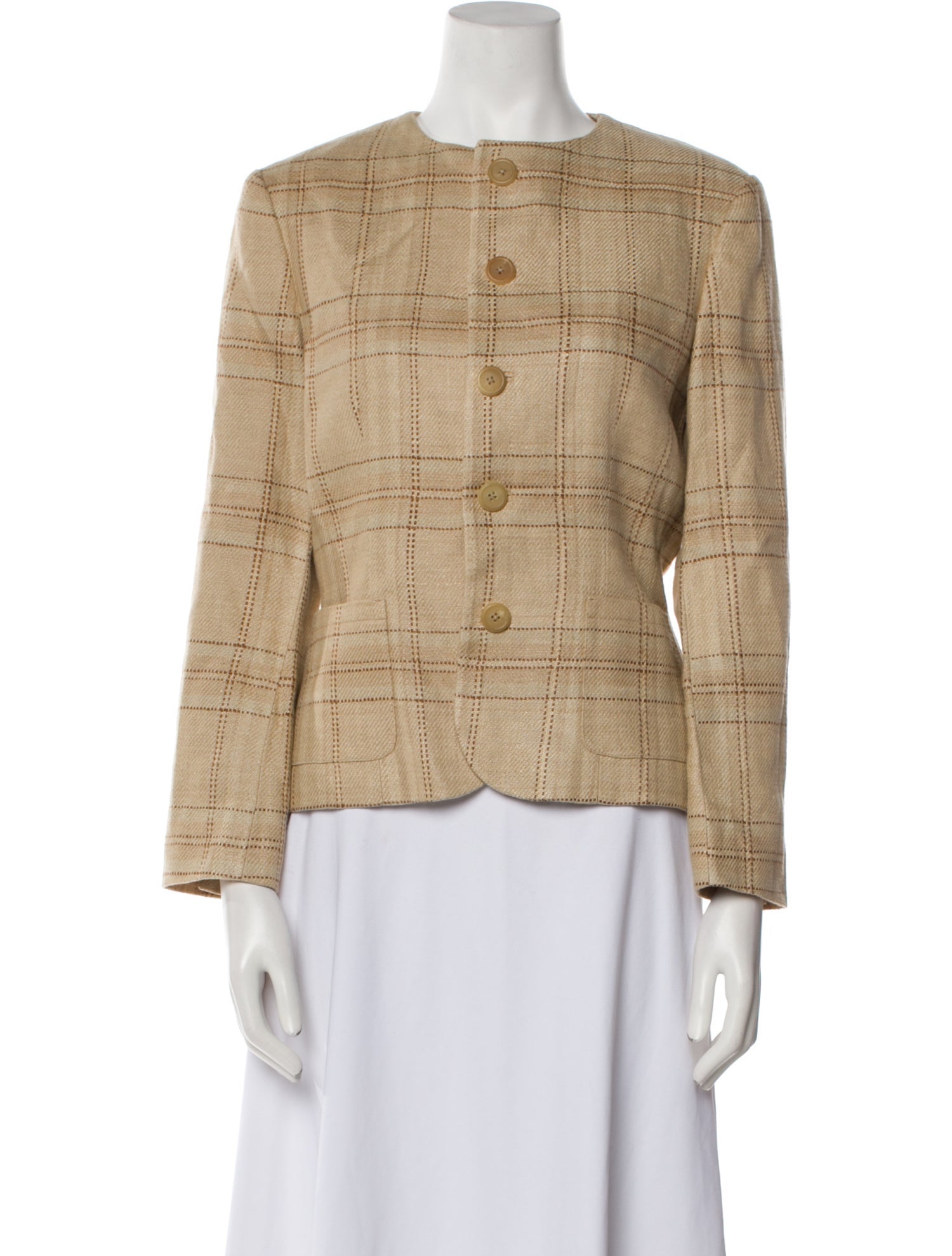 Ralph Lauren Purple Label Linen Plaid Print Jacket