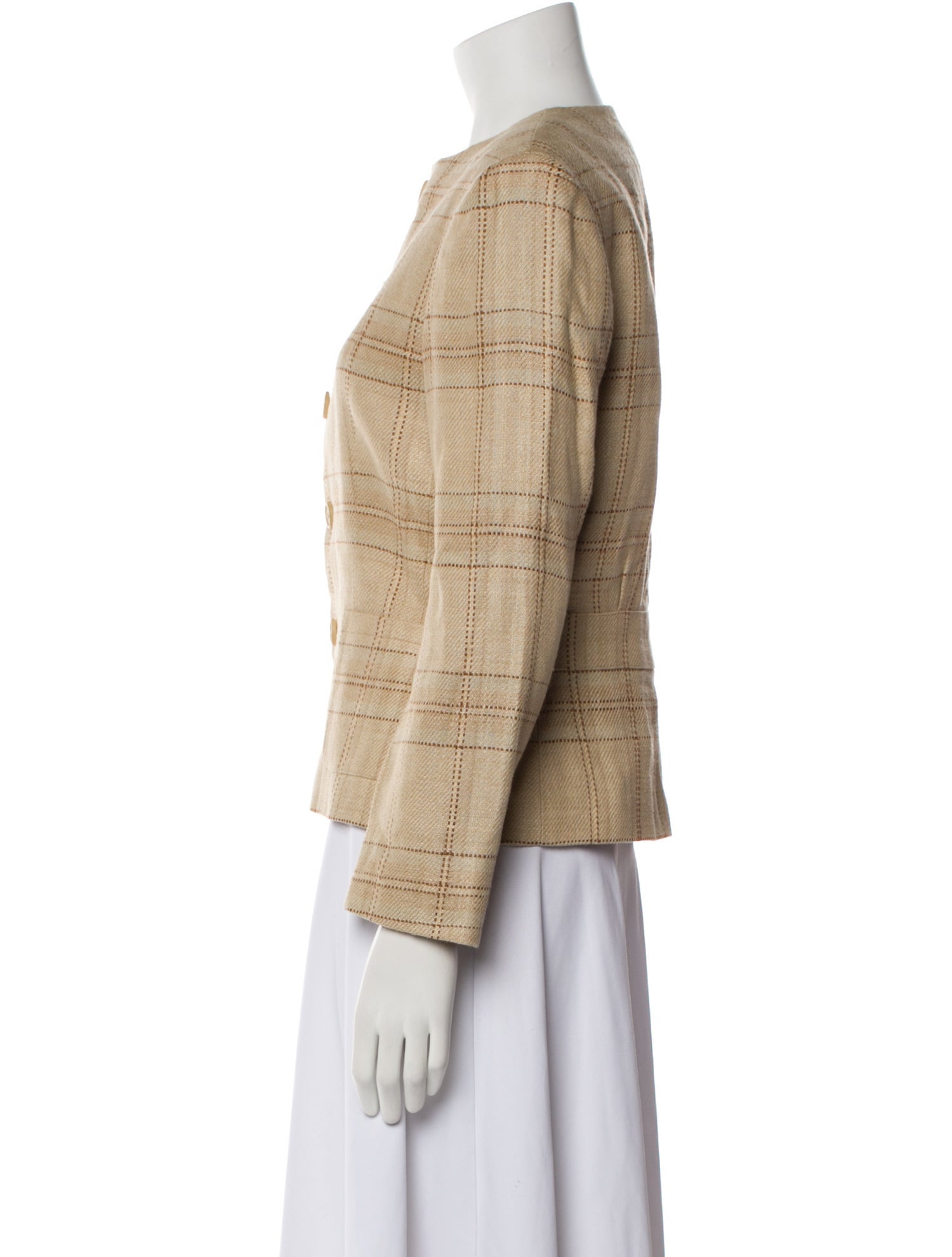 Ralph Lauren Purple Label Linen Plaid Print Jacket