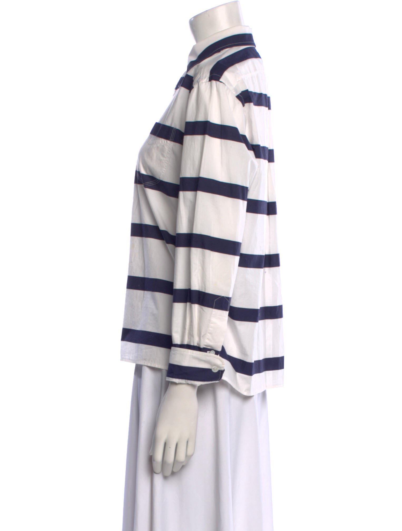 Ralph Lauren Purple Label Striped Long Sleeve Button-Up Top