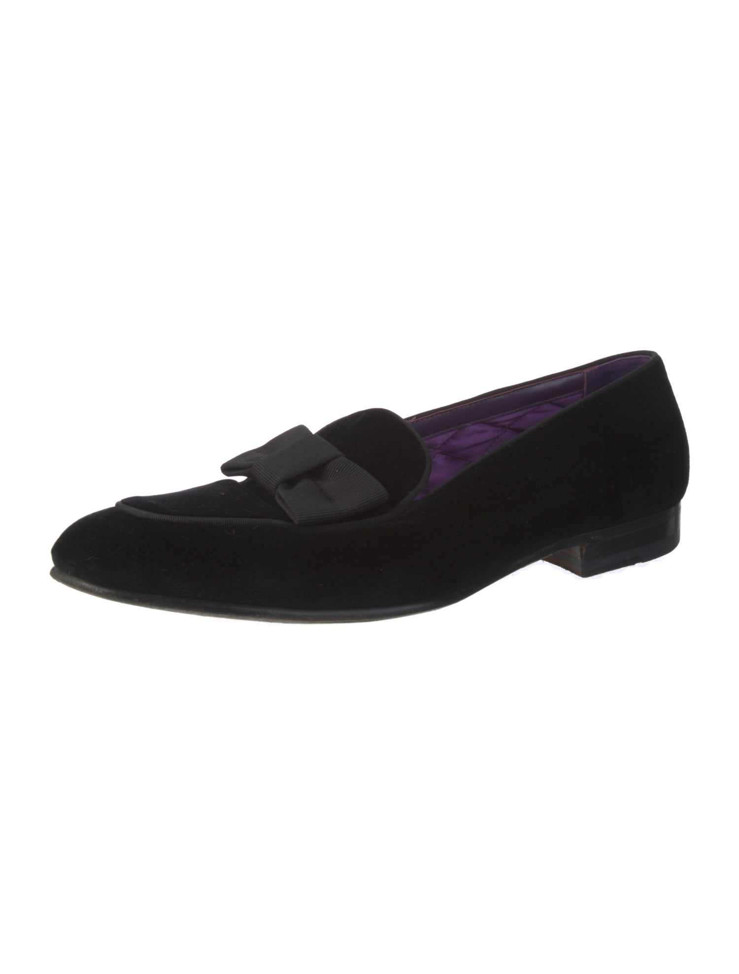 Ralph Lauren Purple Label Velvet Embroidered Accent Dress Loafers
