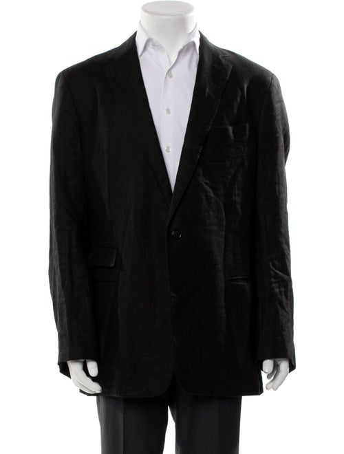 Ralph Lauren Purple Label Linen Leather Trim Embellishment Blazer