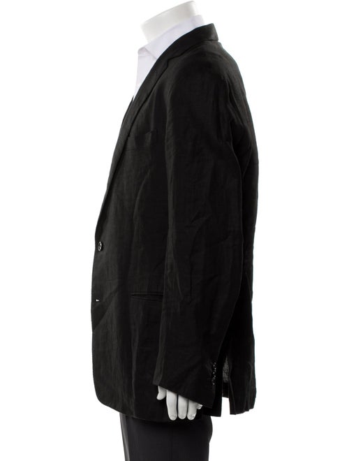 Ralph Lauren Purple Label Linen Leather Trim Embellishment Blazer