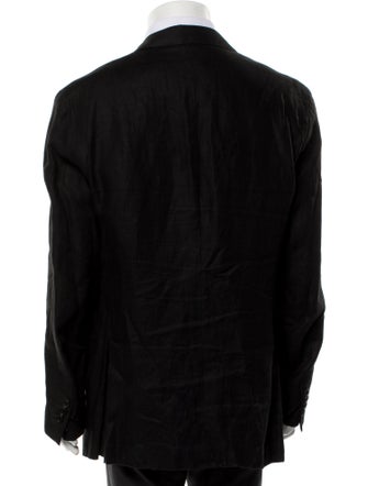 Ralph Lauren Purple Label Linen Leather Trim Embellishment Blazer