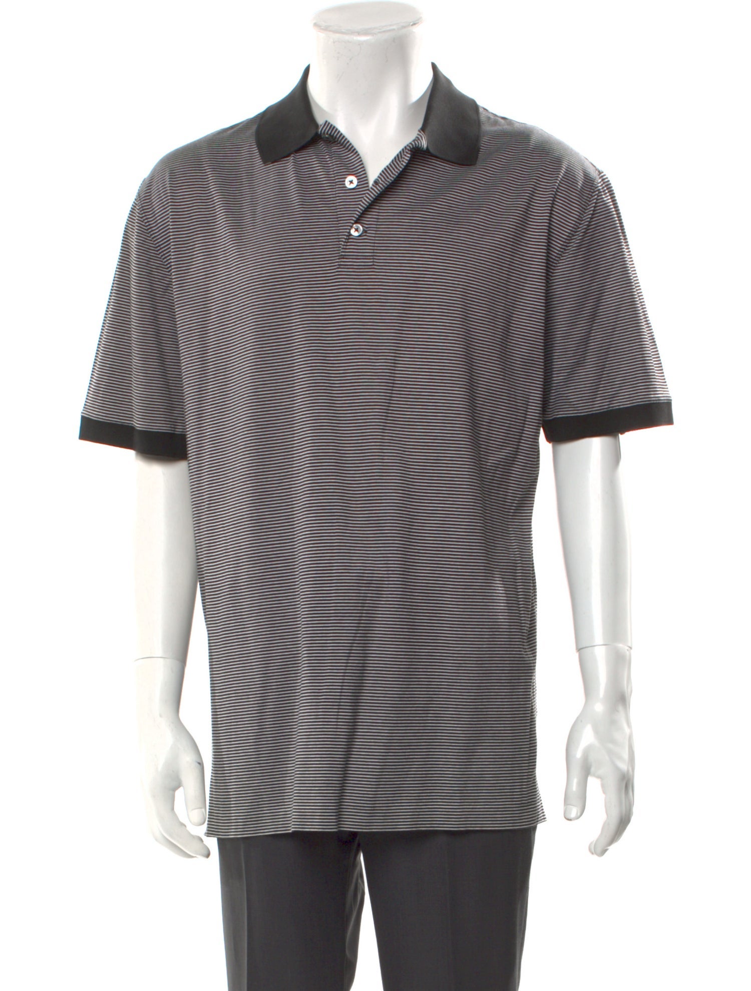 Ralph Lauren Purple Label Striped Collar Polo Shirt