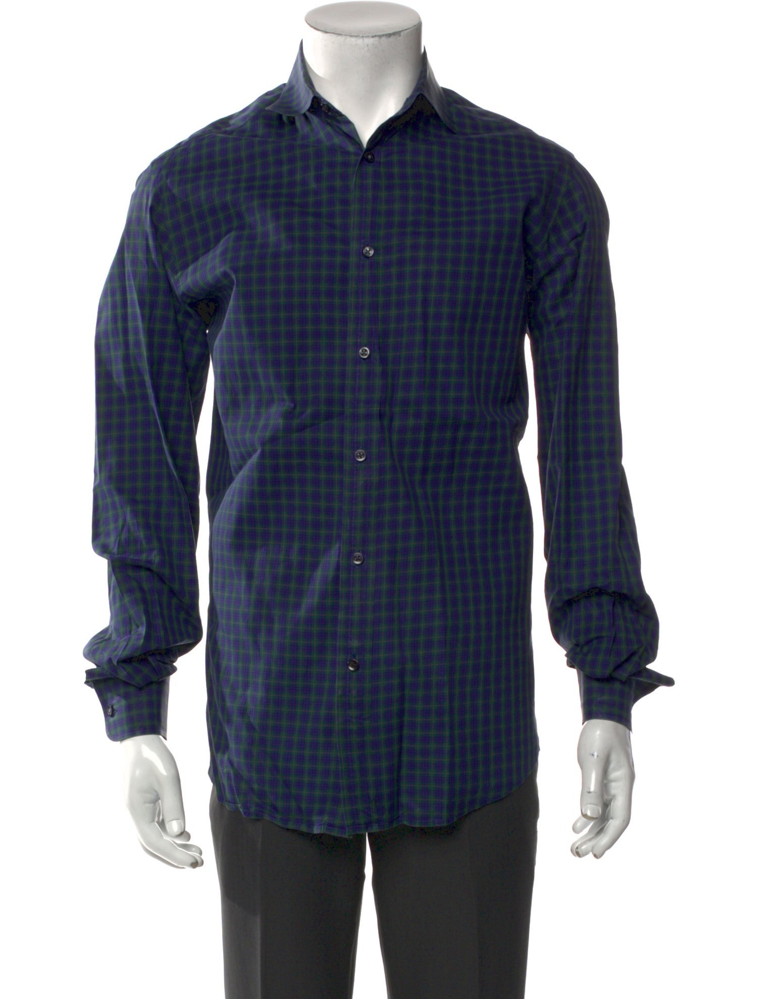 Ralph Lauren Purple Label Plaid Print Long Sleeve Dress Shirt