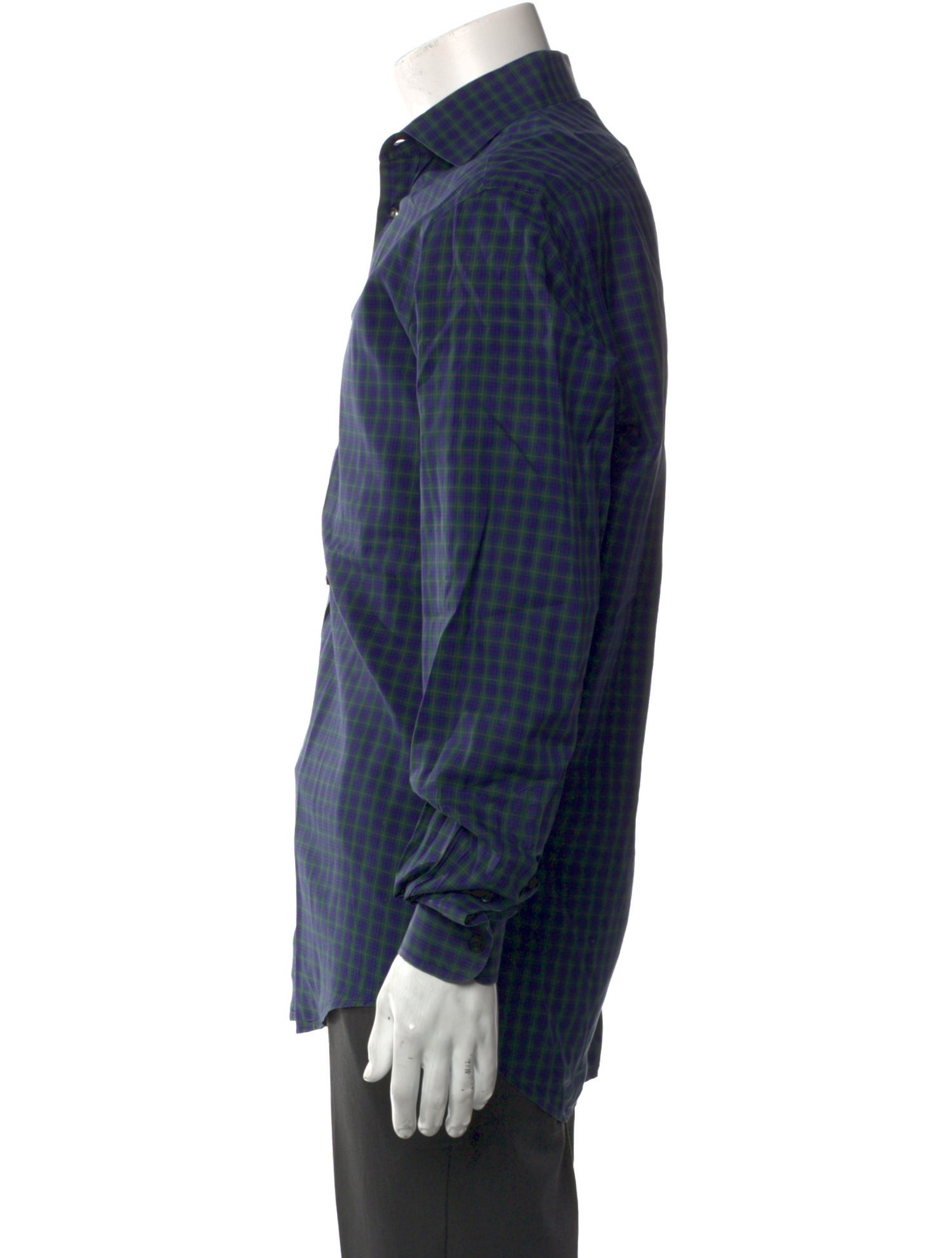 Ralph Lauren Purple Label Plaid Print Long Sleeve Dress Shirt