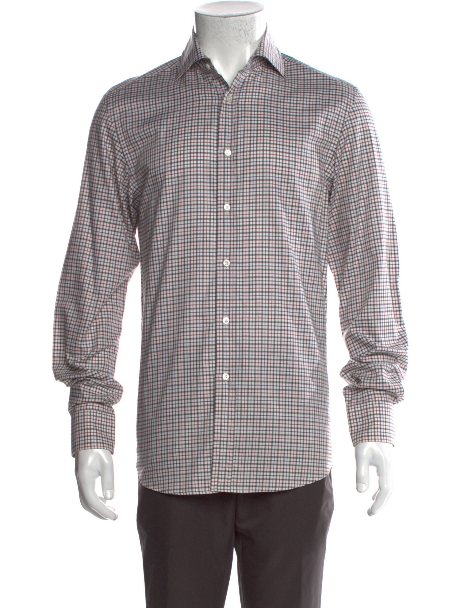 Ralph Lauren Purple Label Plaid Print Long Sleeve Dress Shirt