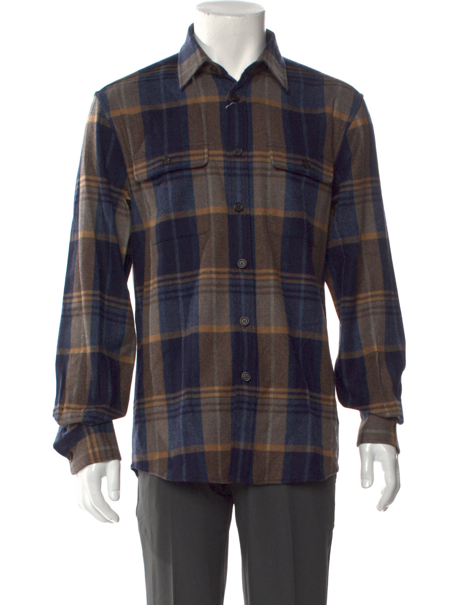 Ralph Lauren Purple Label Wool Plaid Print Shirt w/ Tags