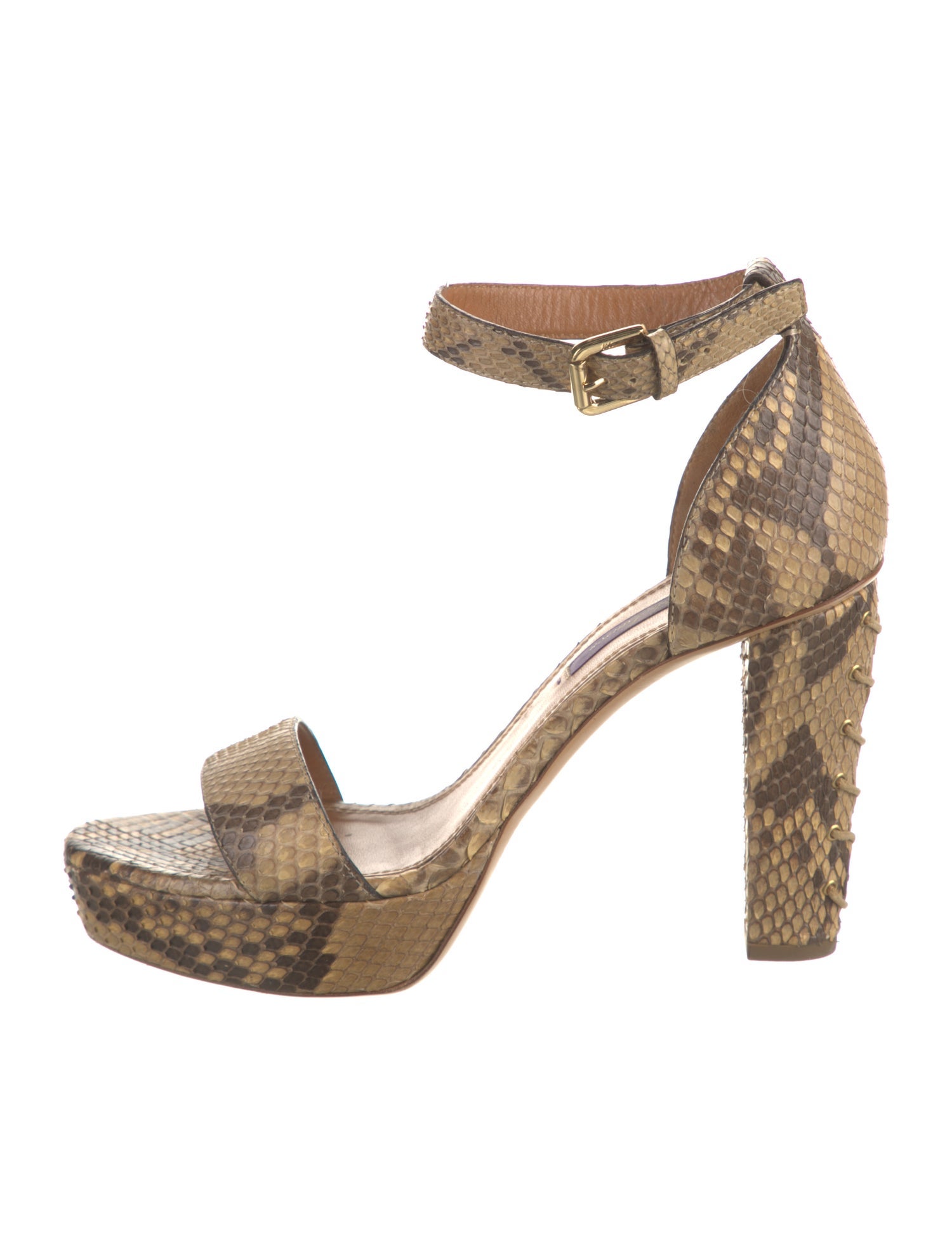 Ralph Lauren Purple Label Snakeskin Animal Print Sandals