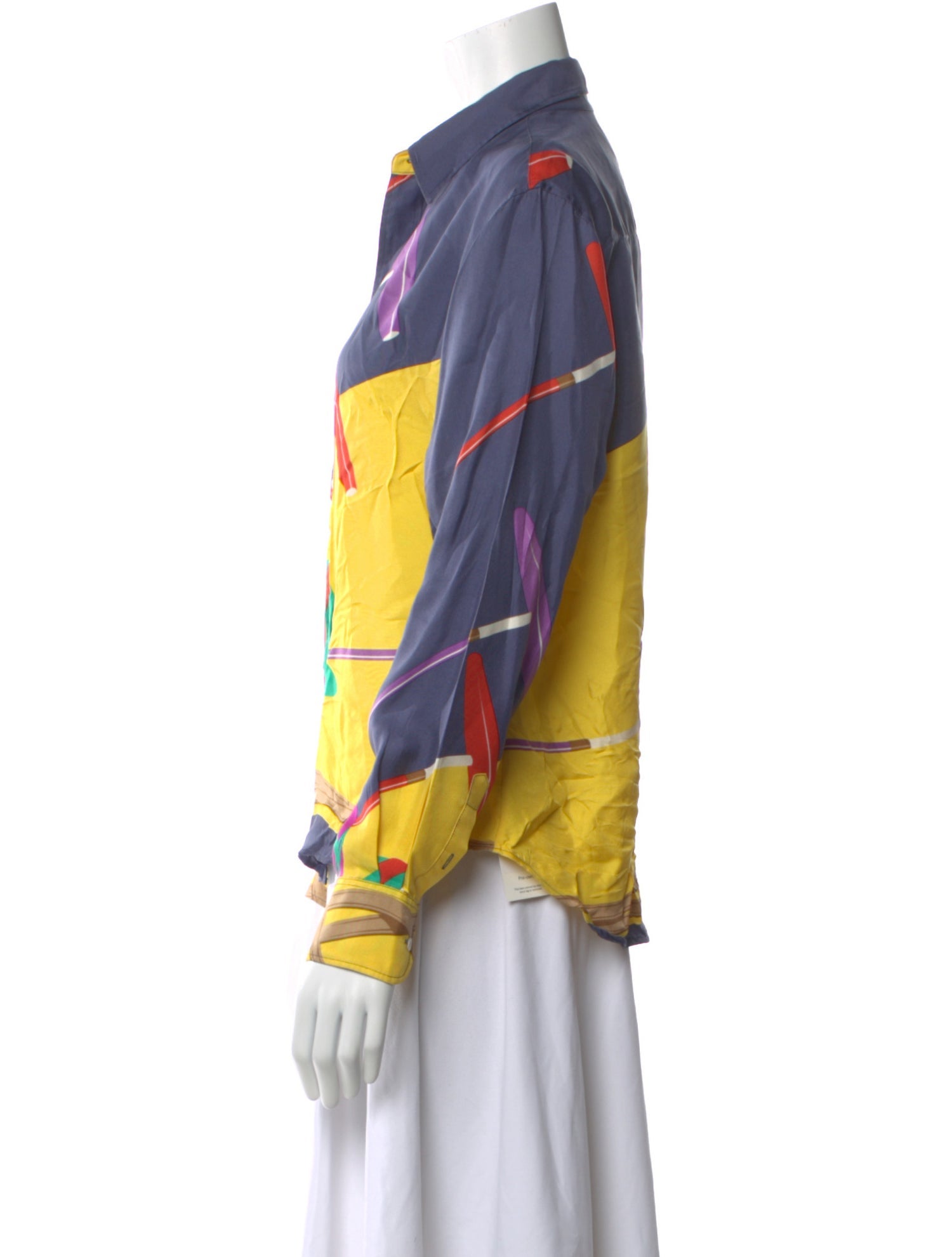 Ralph Lauren Purple Label Silk Printed Button-Up Top