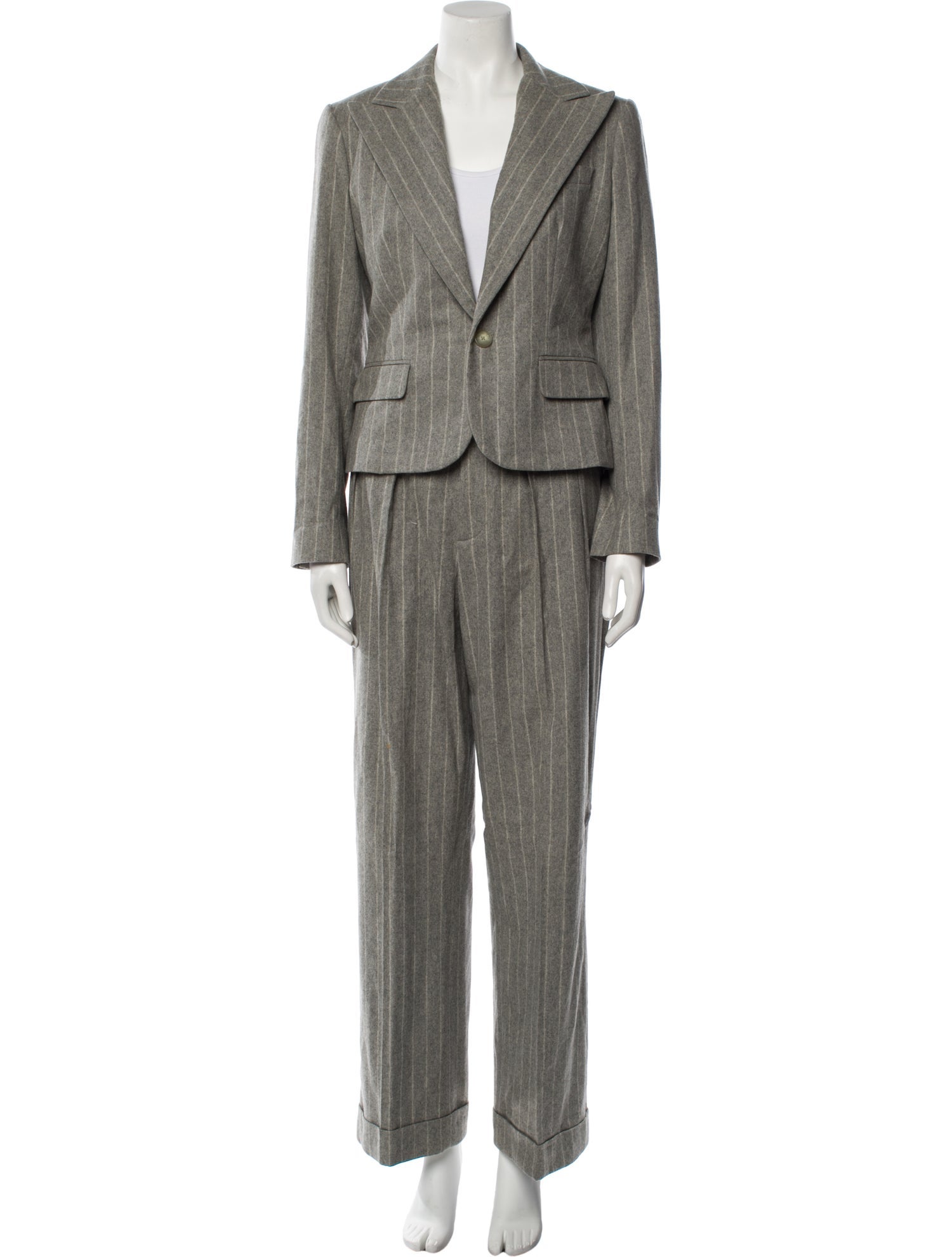 Ralph Lauren Purple Label Wool Striped Pantsuit