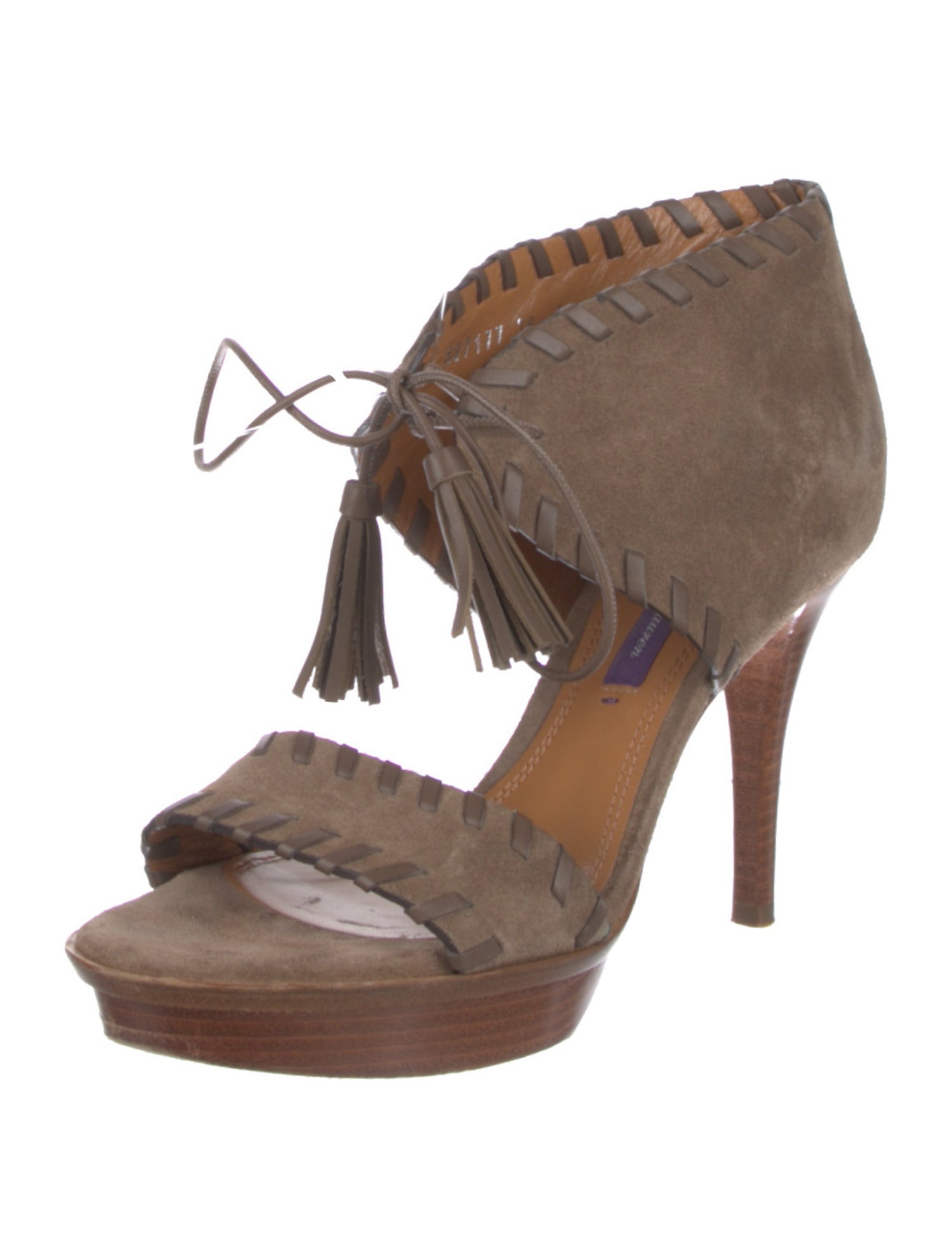 Ralph Lauren Purple Label Suede Tassel Accents Sandals