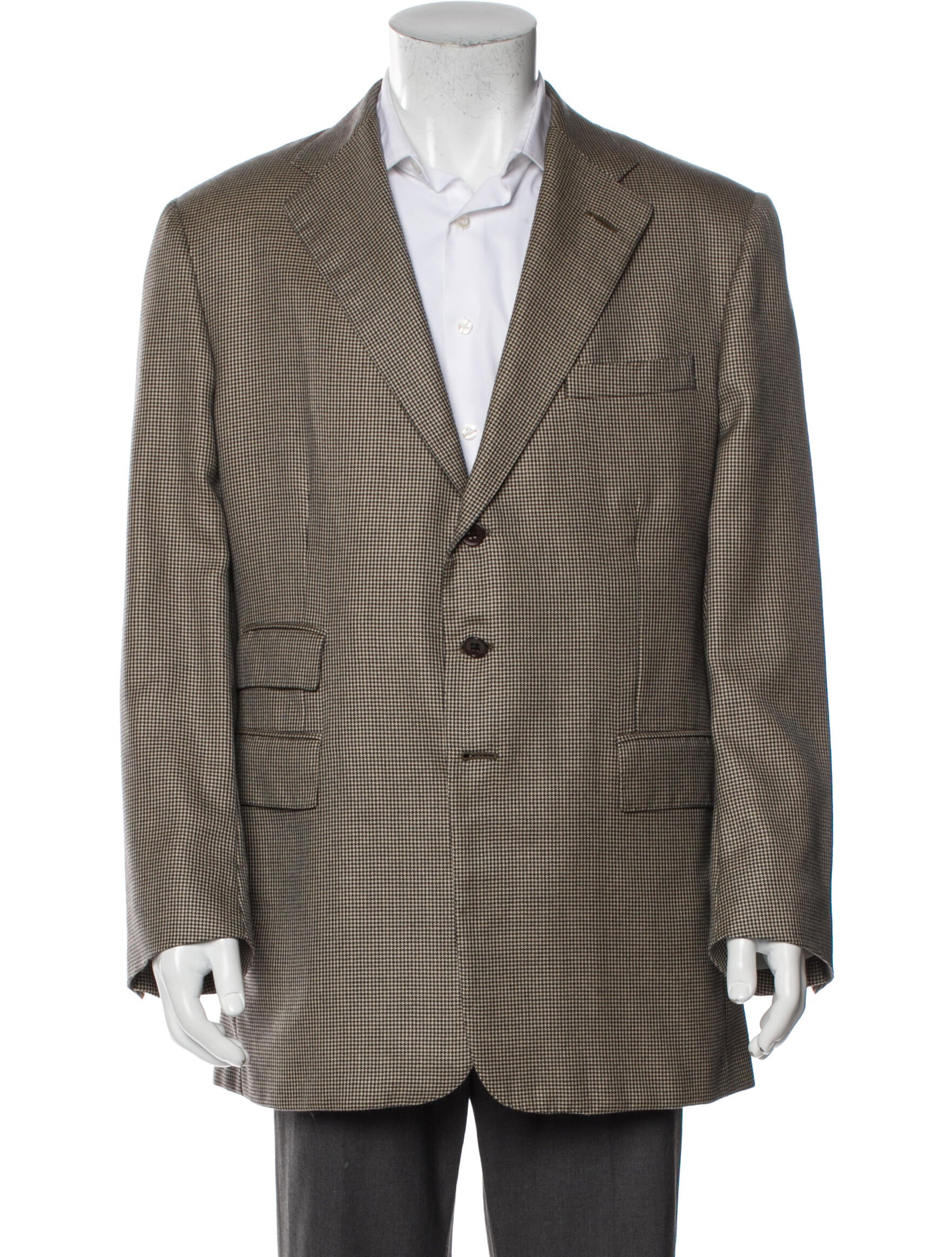 Ralph Lauren Purple Label Cashmere Houndstooth Print Blazer