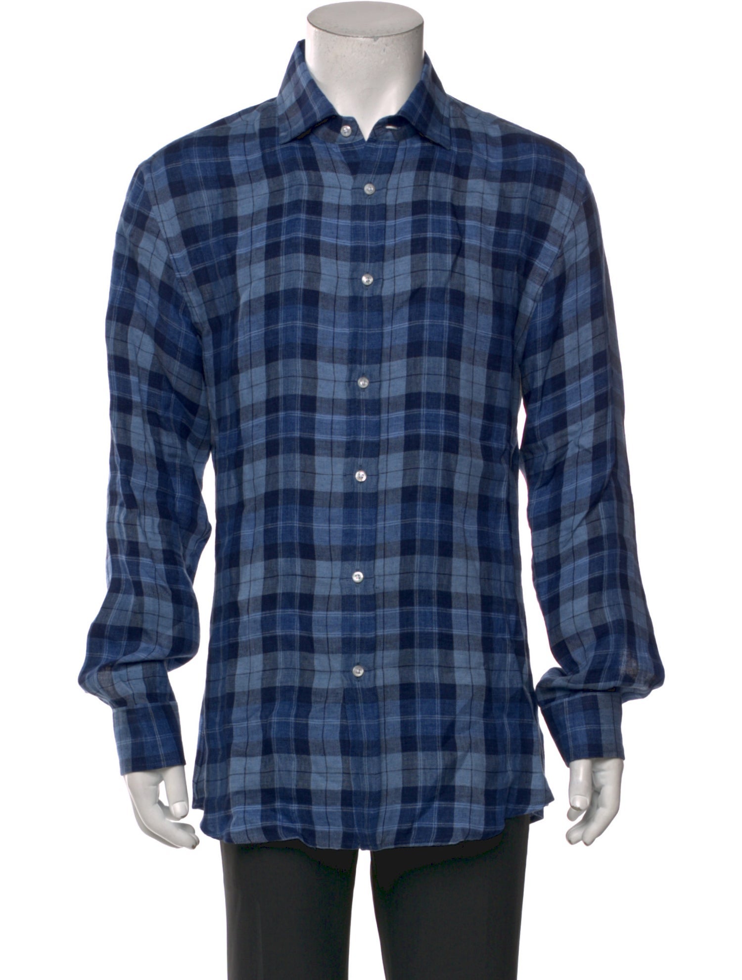 Ralph Lauren Purple Label Linen Plaid Print Shirt