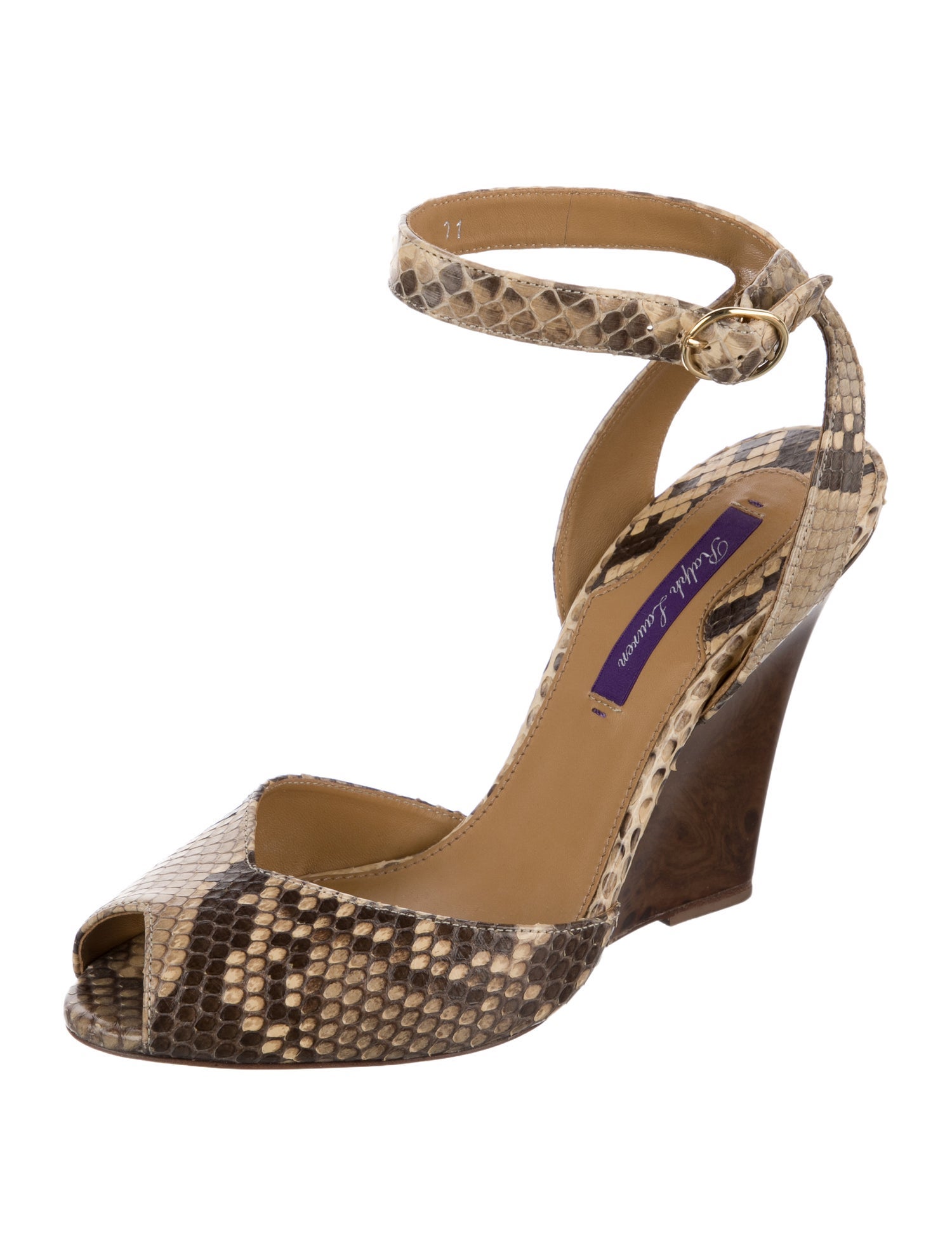 Ralph Lauren Purple Label Snakeskin Animal Print Slingback Pumps