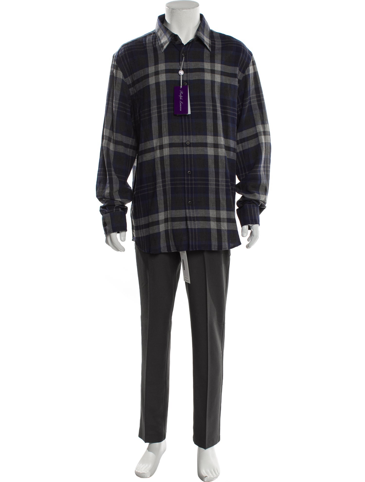 Ralph Lauren Purple Label Plaid Print Long Sleeve Shirt w/ Tags