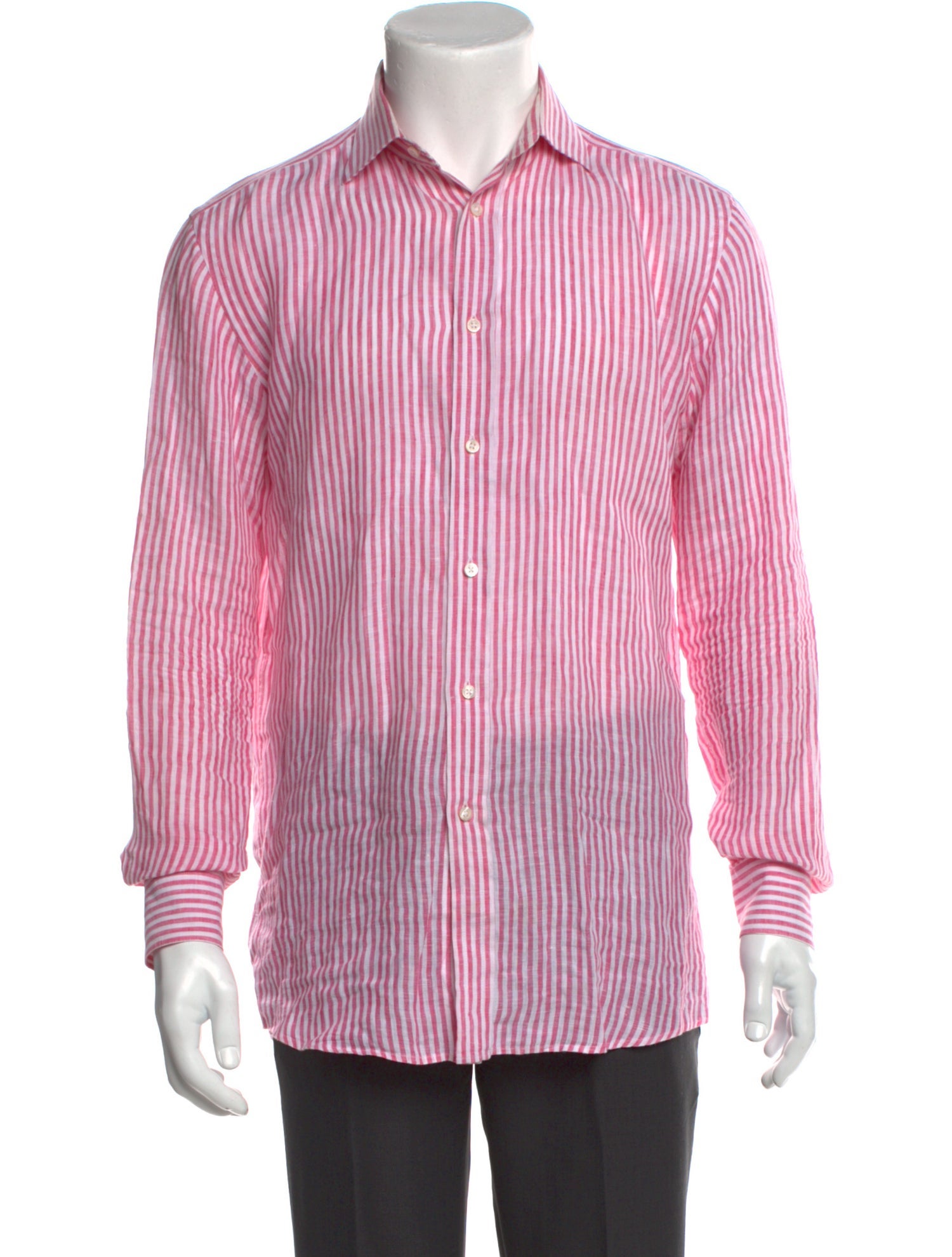 Ralph Lauren Purple Label Linen Striped Dress Shirt