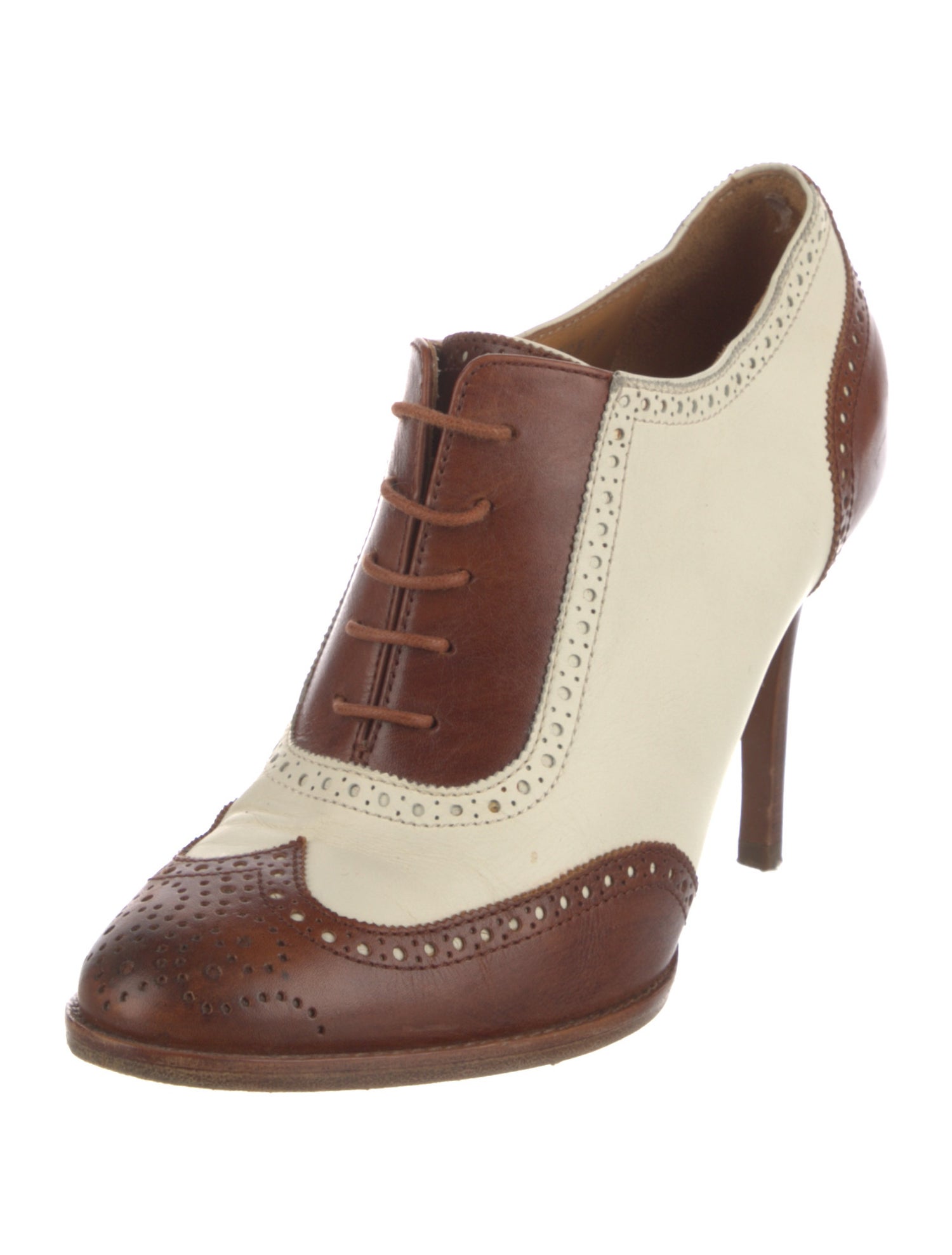 Ralph Lauren Purple Label Leather Colorblock Pattern Pumps