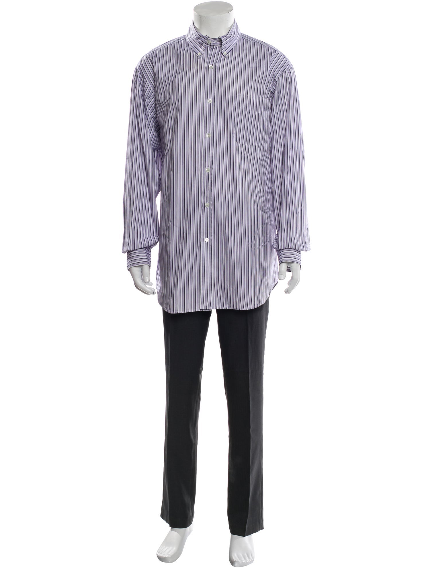 Ralph Lauren Purple Label Striped Long Sleeve Dress Shirt
