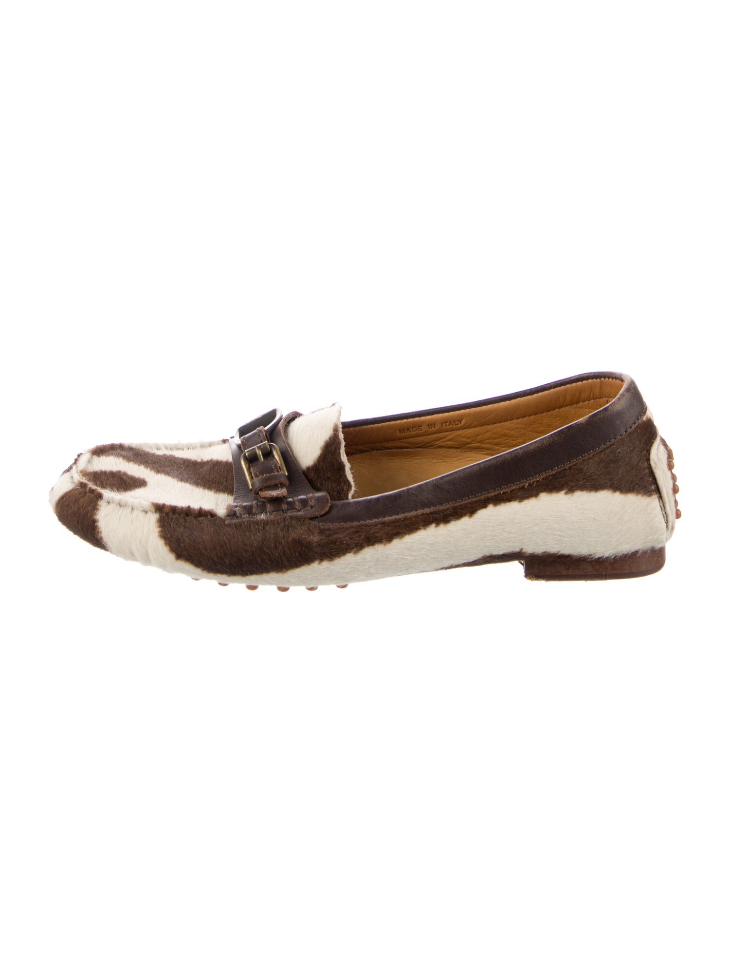 Ralph Lauren Purple Label Ponyhair Animal Print Loafers