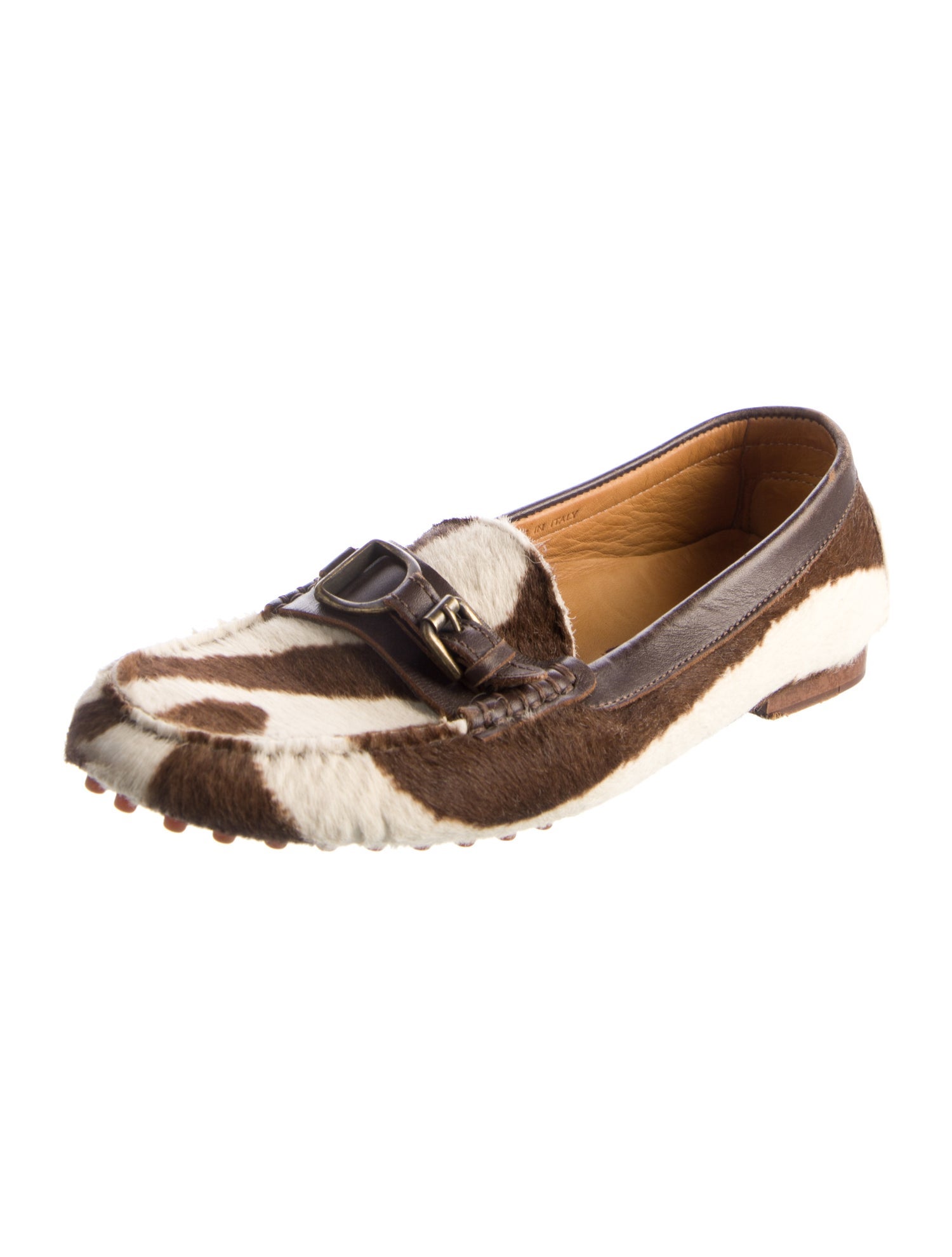 Ralph Lauren Purple Label Ponyhair Animal Print Loafers
