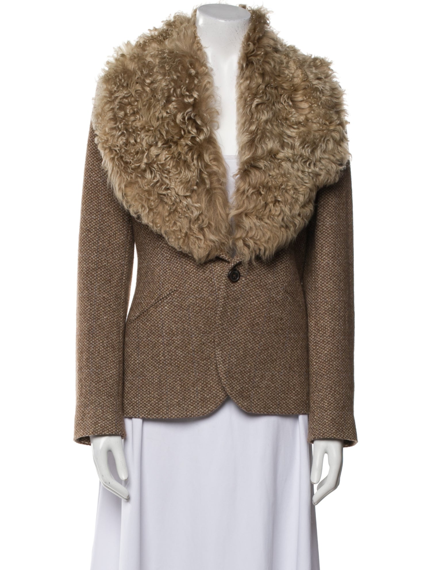 Ralph Lauren Purple Label Cashmere Printed Faux Fur Jacket