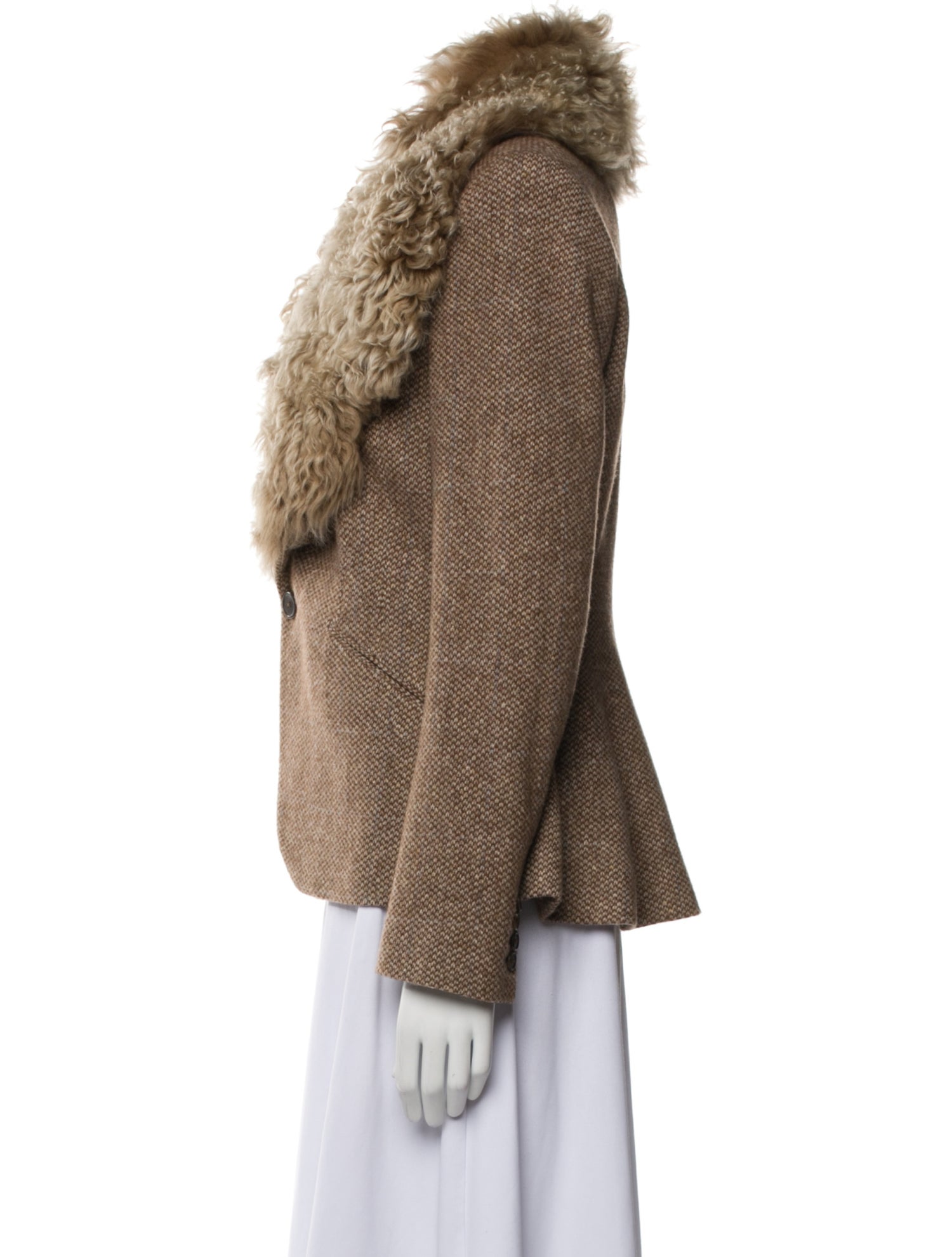 Ralph Lauren Purple Label Cashmere Printed Faux Fur Jacket