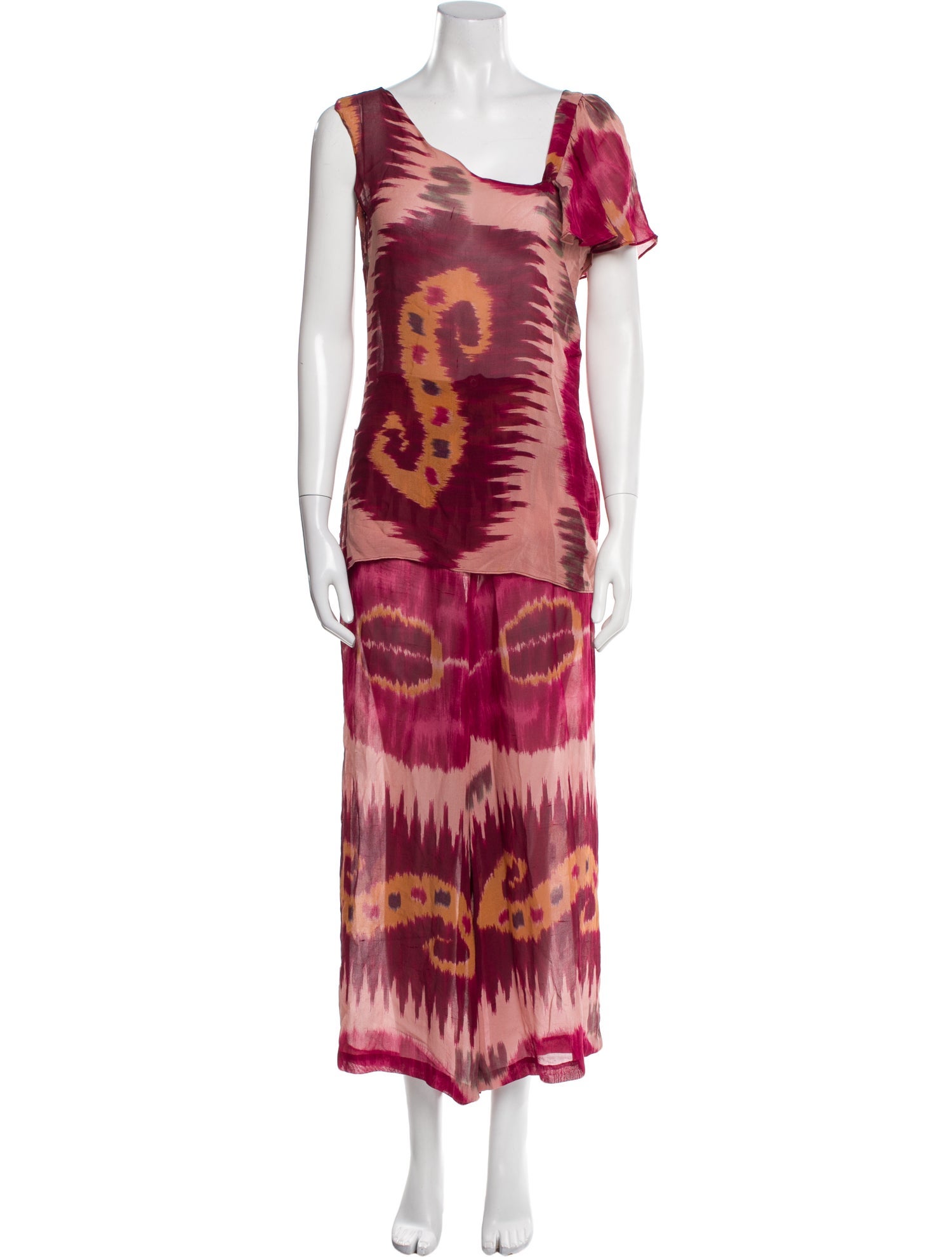 Ralph Lauren Purple Label Silk Tie-Dye Print Pant Set