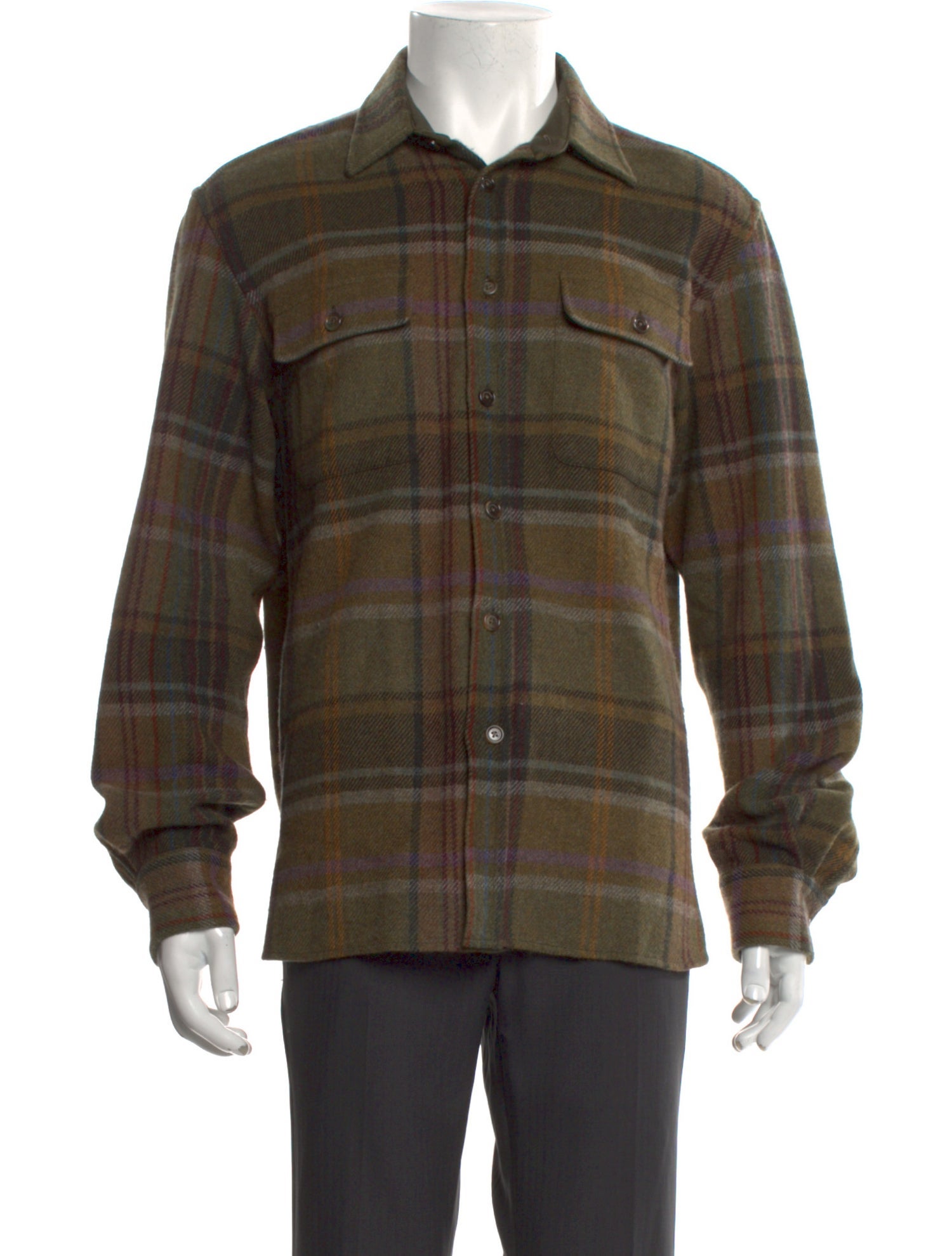 Ralph Lauren Purple Label Plaid Print Long Sleeve Shirt