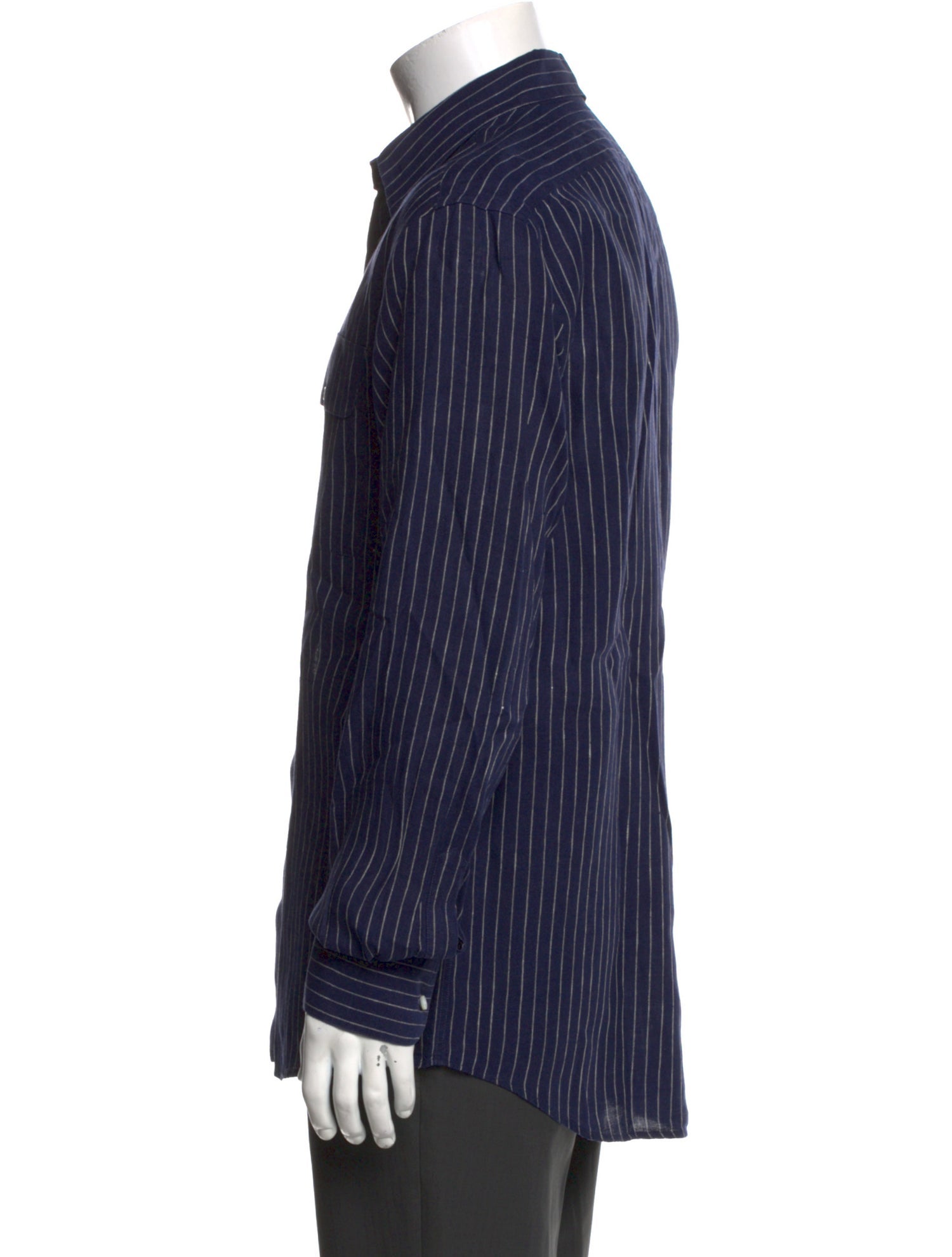 Ralph Lauren Purple Label Linen Striped Denim Shirt