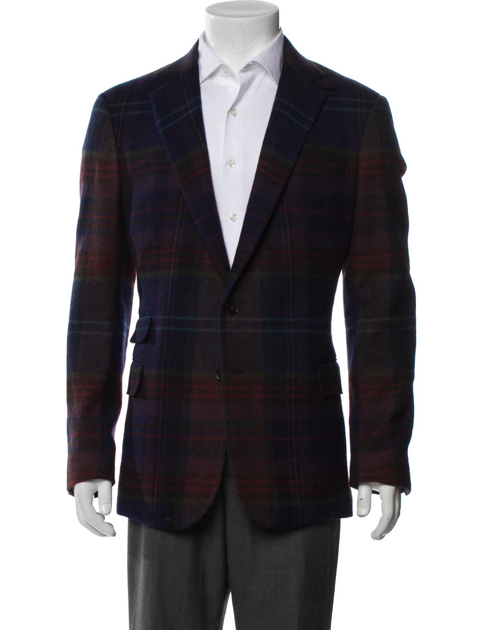 Ralph Lauren Purple Label Wool Plaid Print Blazer