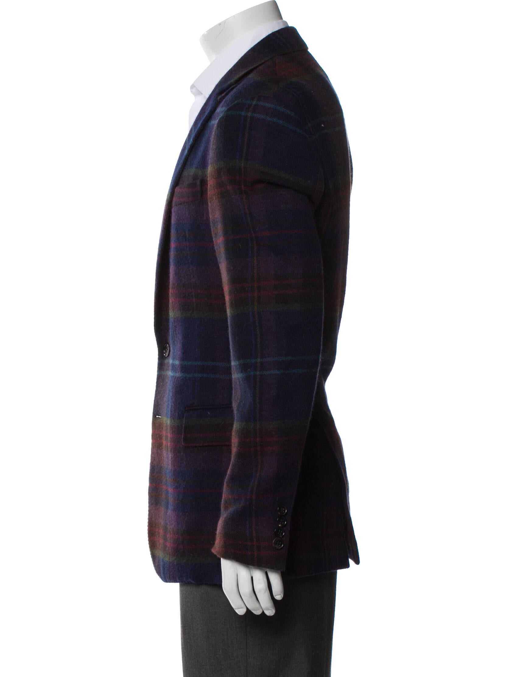 Ralph Lauren Purple Label Wool Plaid Print Blazer