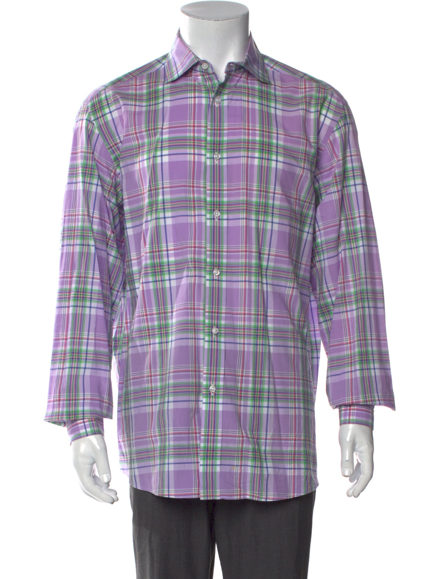 Ralph Lauren Purple Label Plaid Print Long Sleeve Shirt