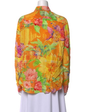 Ralph Lauren Purple Label Silk Floral Print Button-Up Top