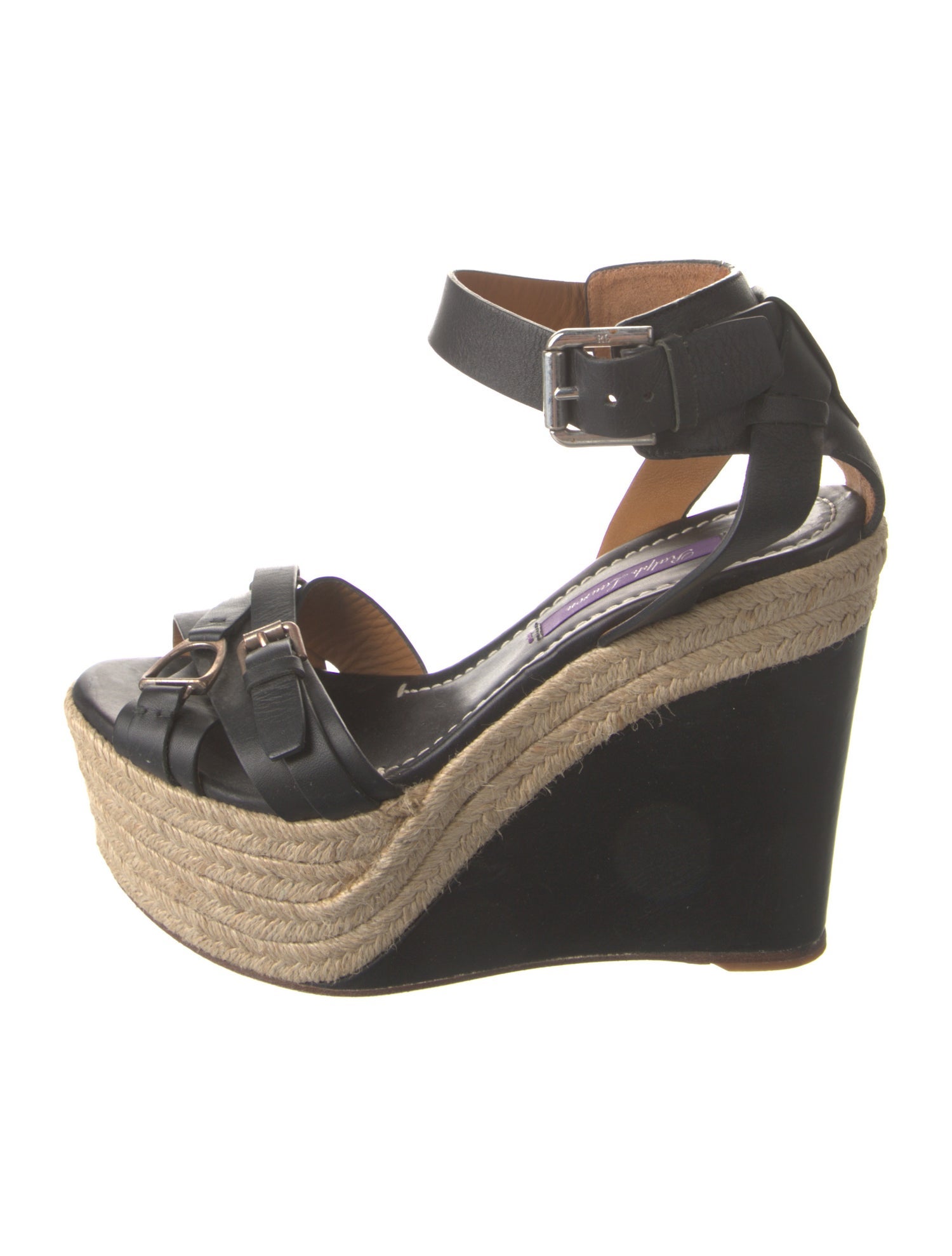 Ralph Lauren Purple Label Leather Colorblock Pattern Espadrilles