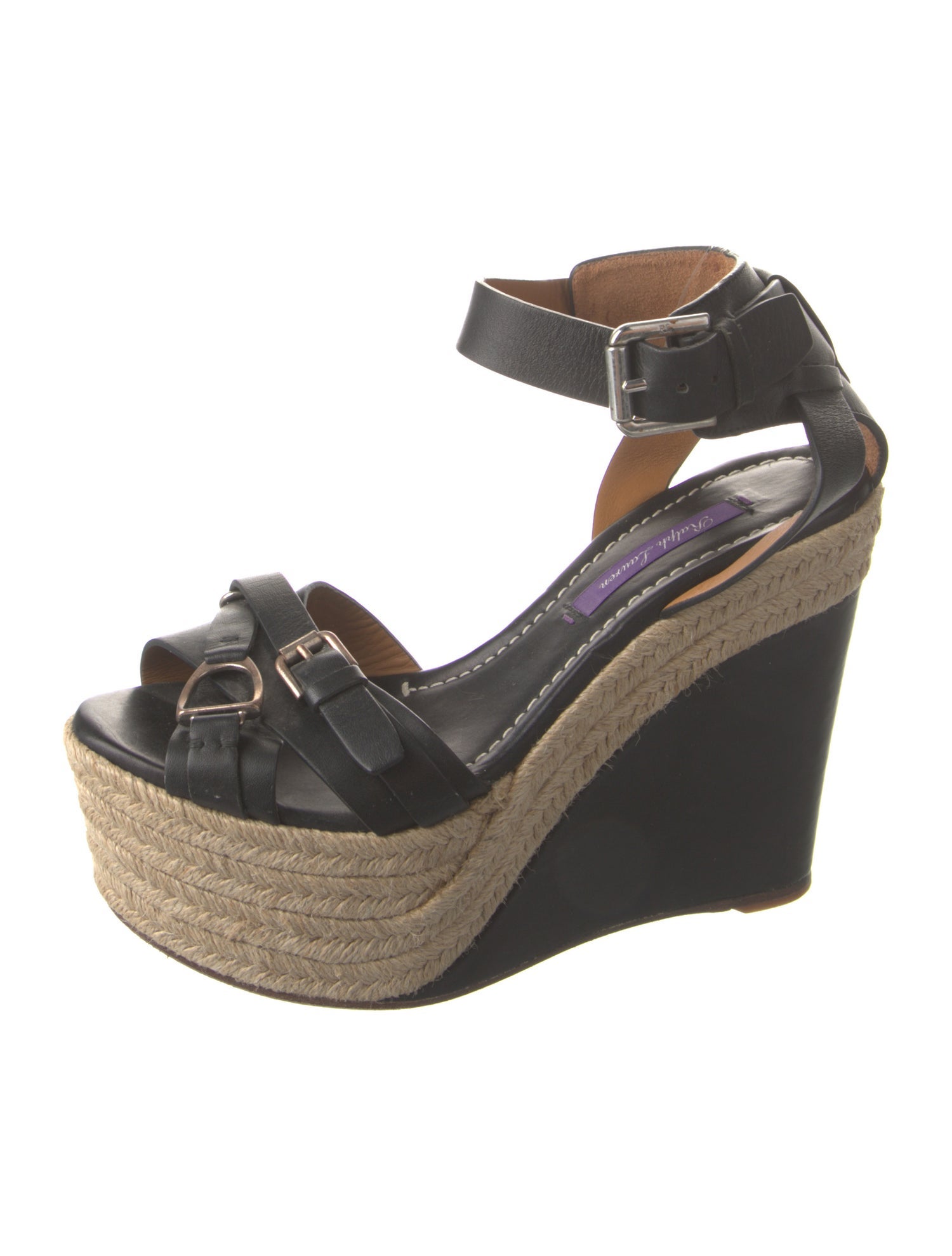 Ralph Lauren Purple Label Leather Colorblock Pattern Espadrilles
