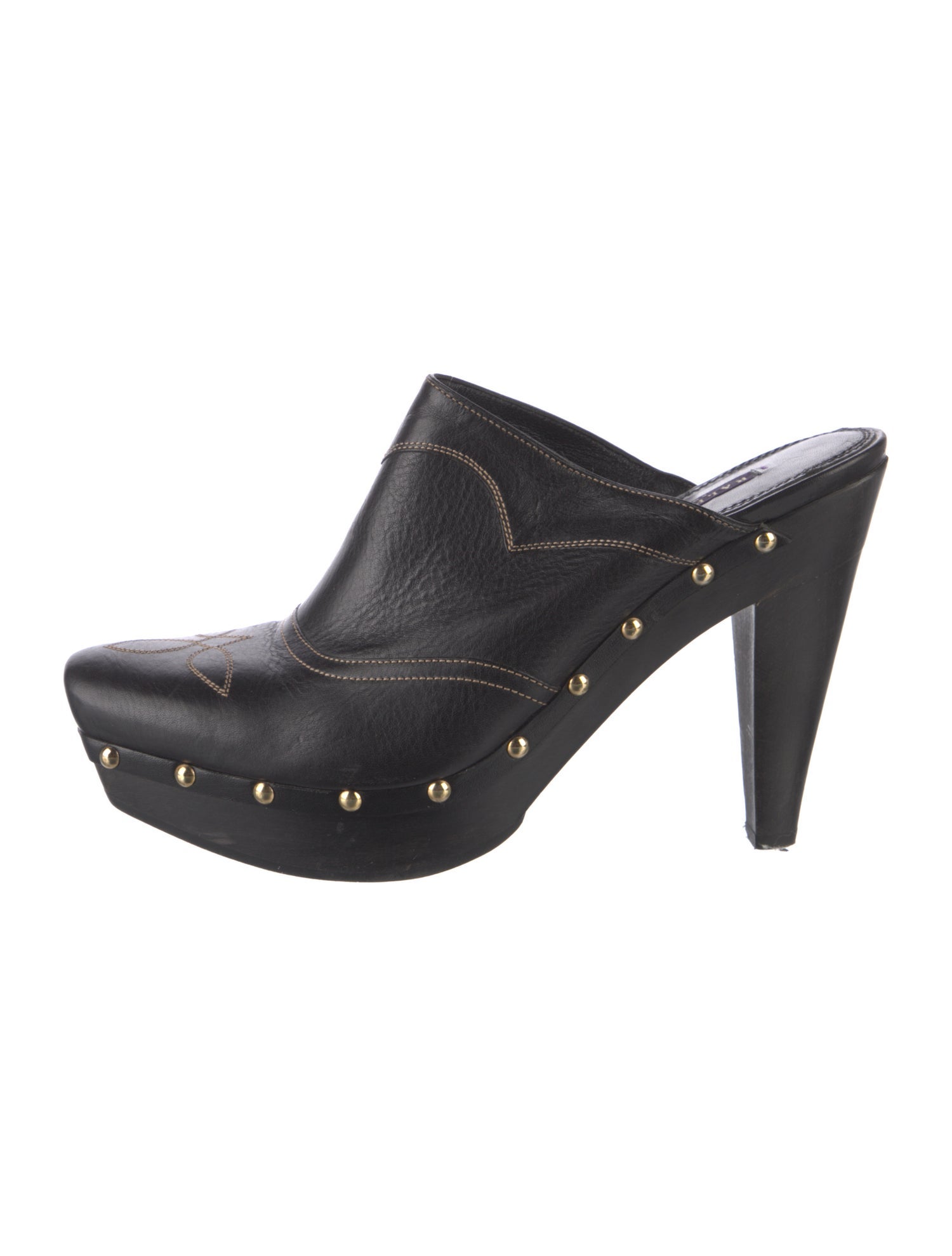 Ralph Lauren Purple Label Leather Embroidered Accent Mules