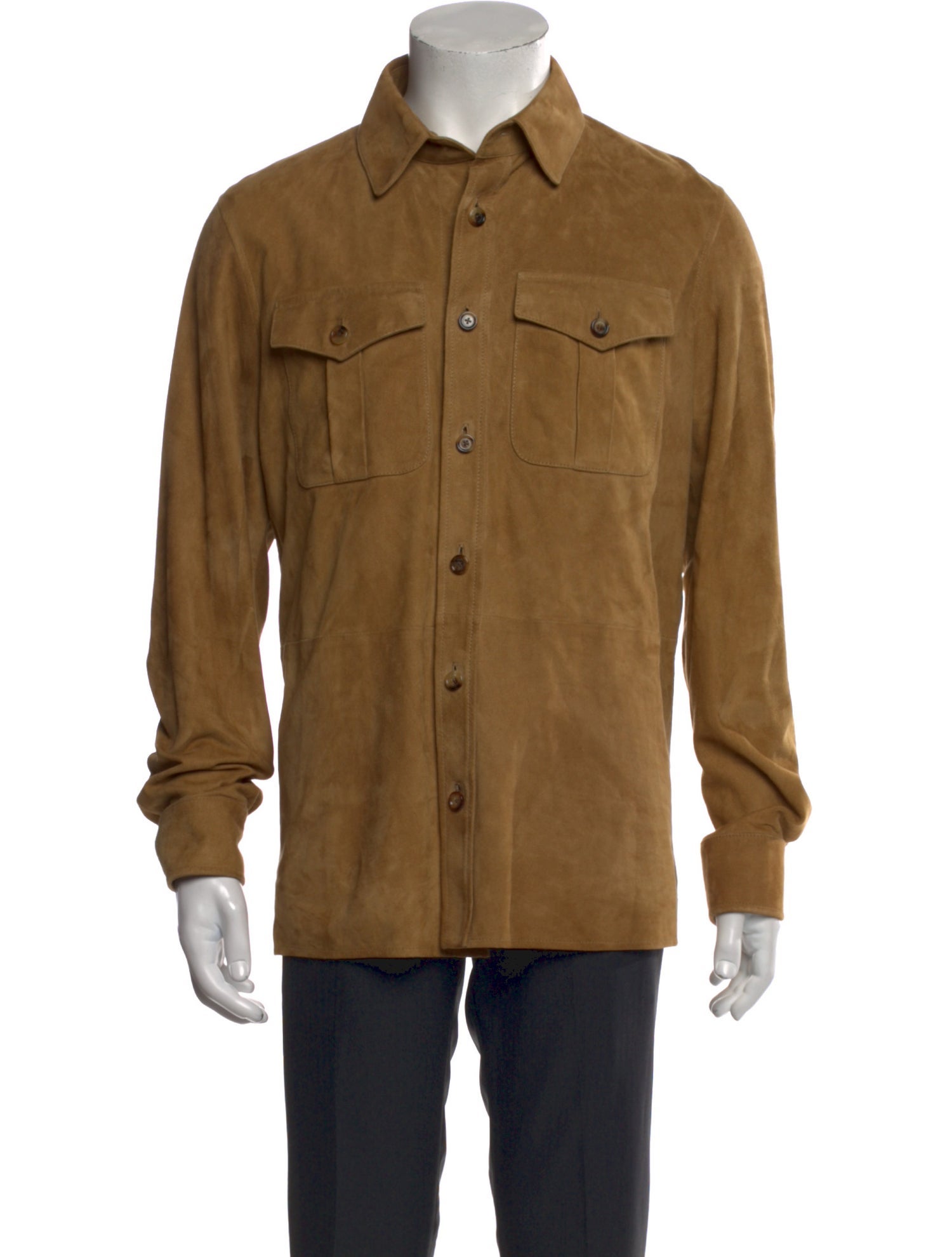 Ralph Lauren Purple Label Suede Long Sleeve Shirt