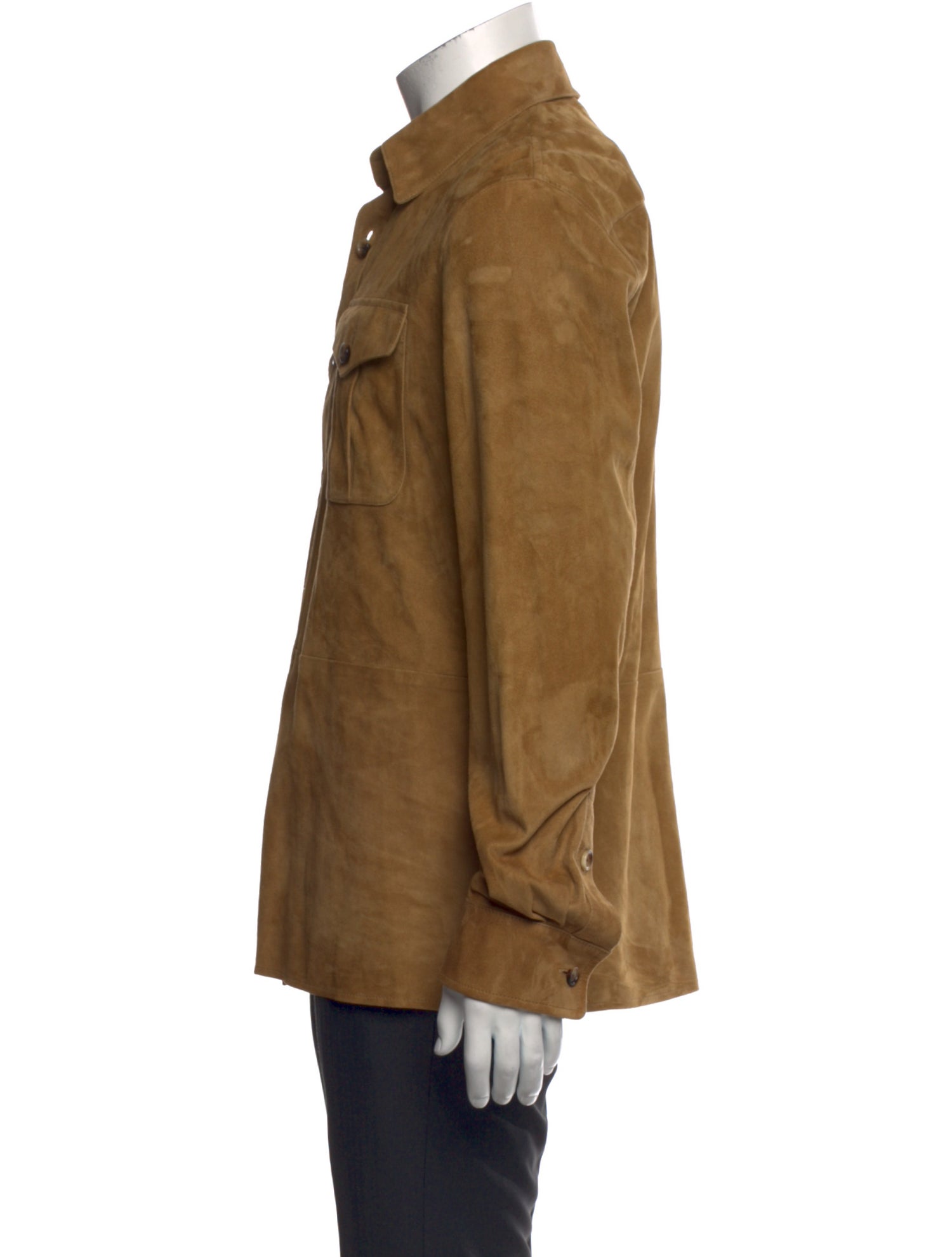 Ralph Lauren Purple Label Suede Long Sleeve Shirt